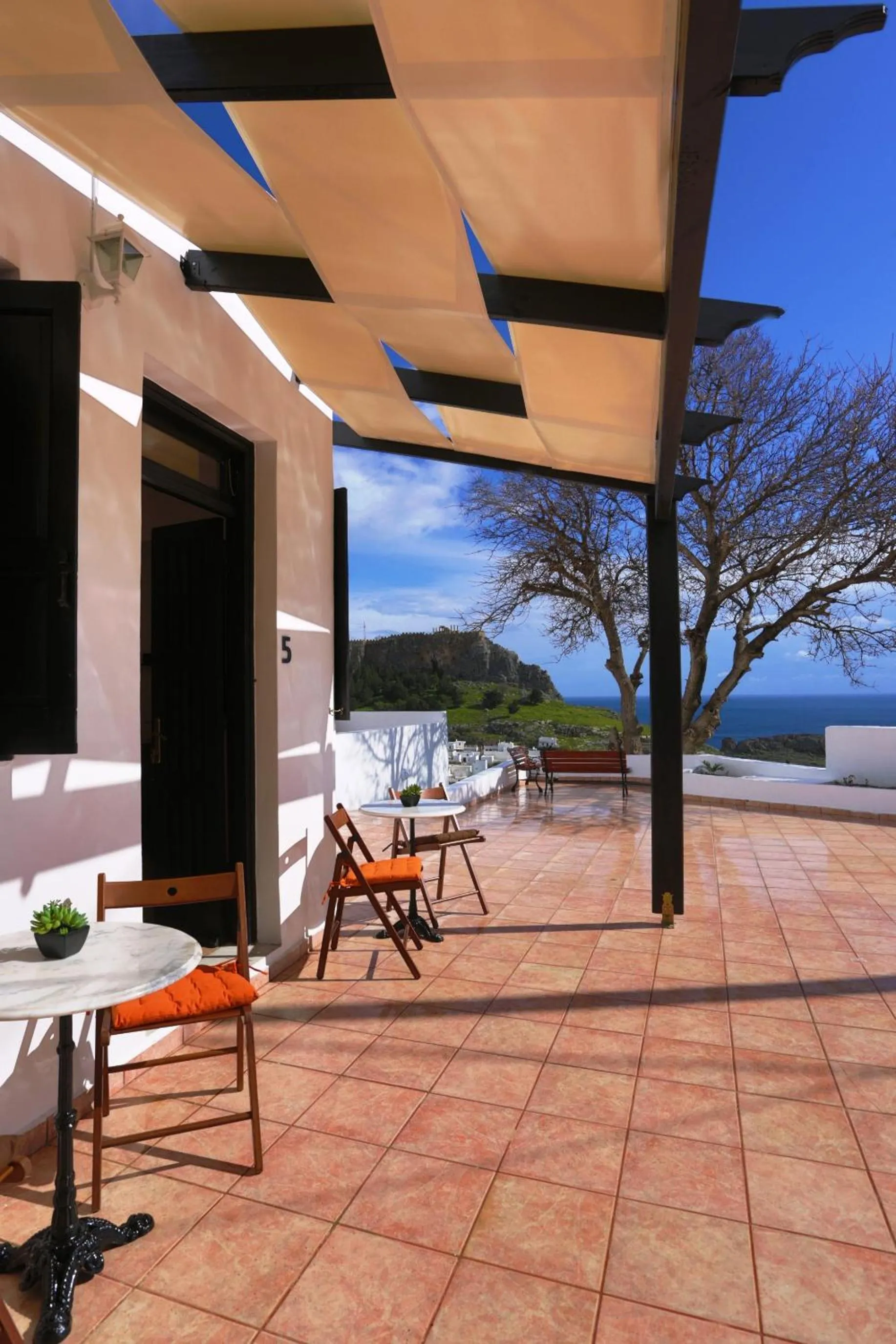 Patio in Little Lindos Sea View Studios
