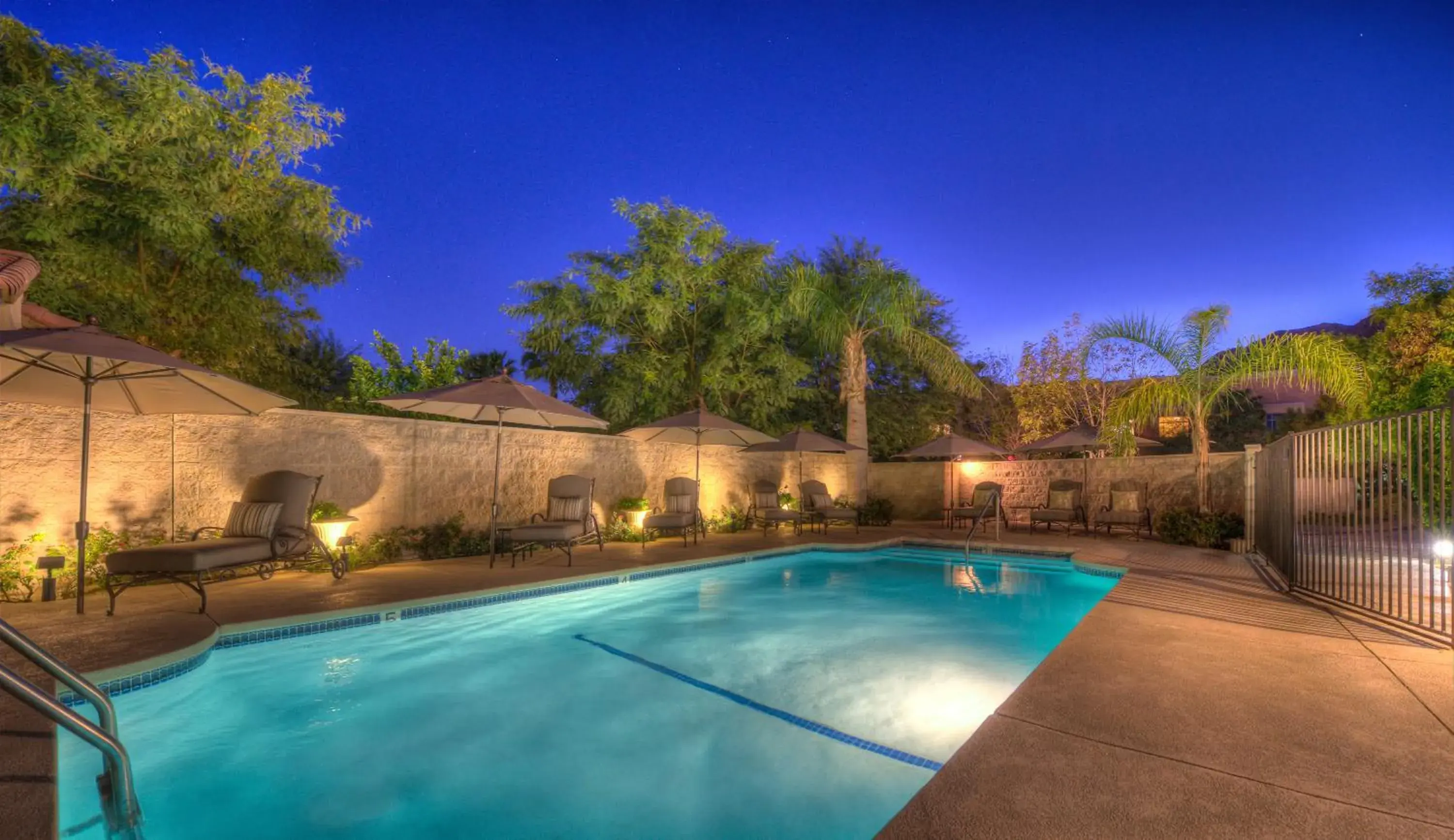 Night, Swimming Pool in The Chateau at Lake La Quinta