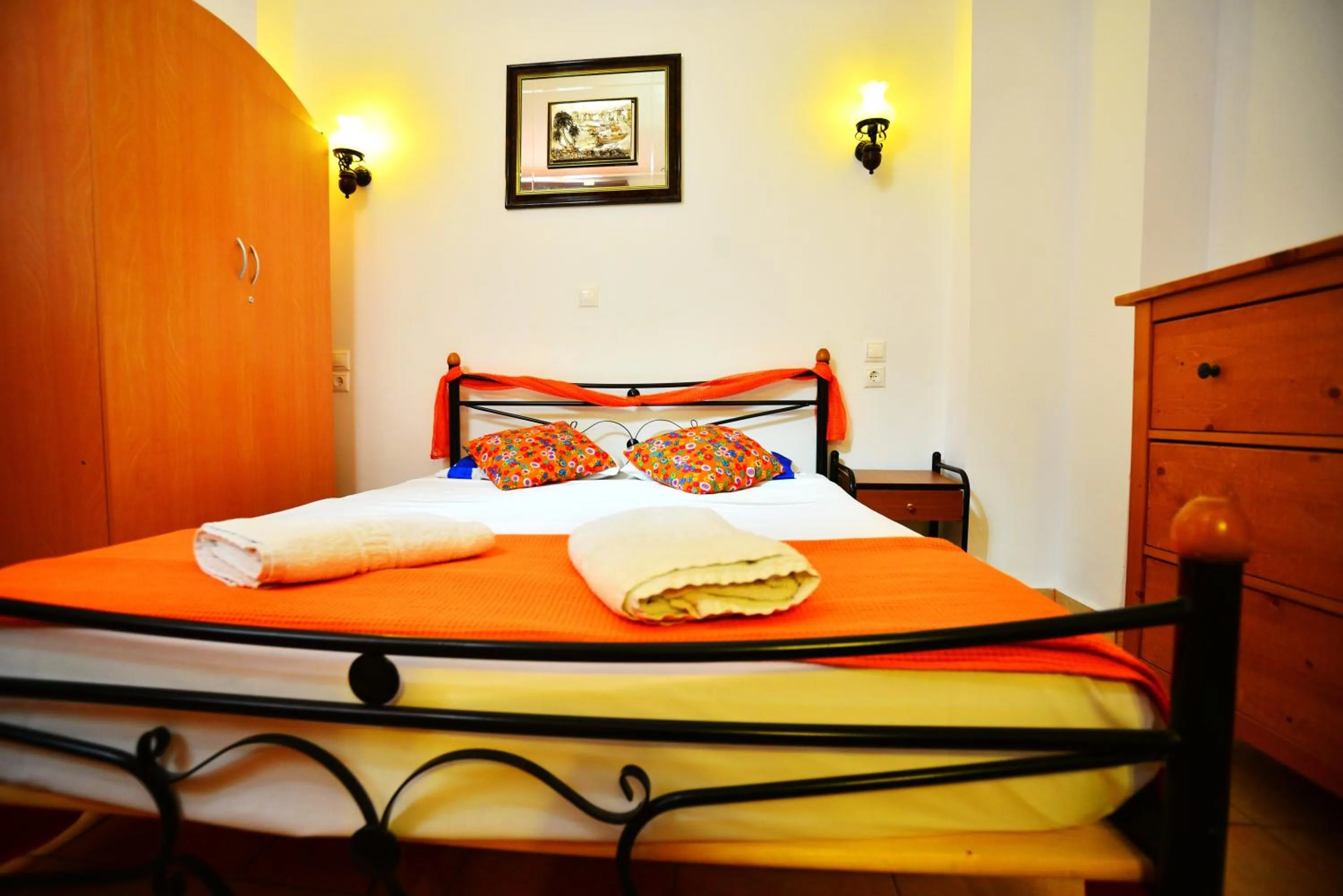 Bathroom, Bed in Olympos Pension