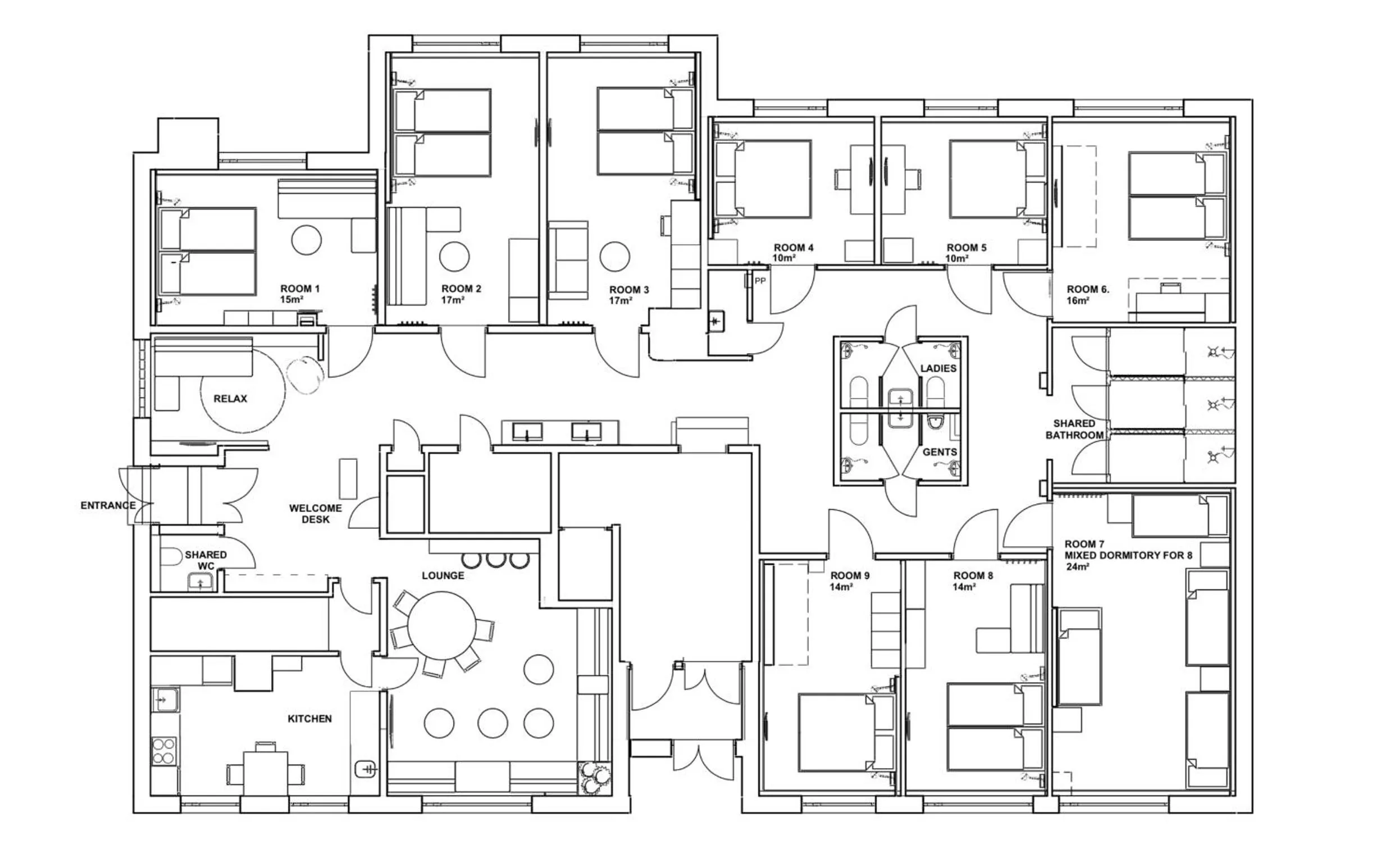 Floor plan in Time Hostel CITY - Jyväskylä