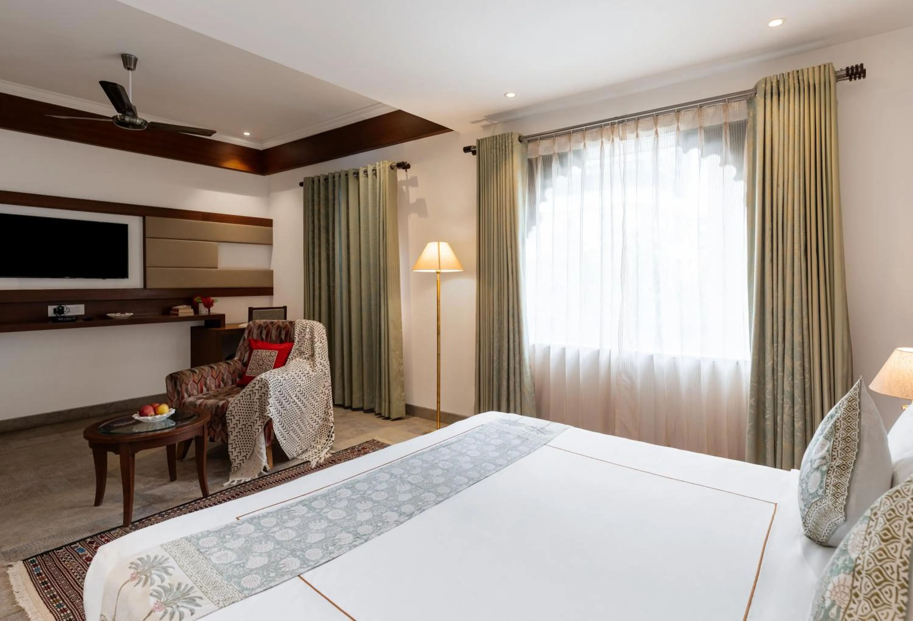 Bed in The Ramvilas - A Rooftop Pichola Lake View Hotel