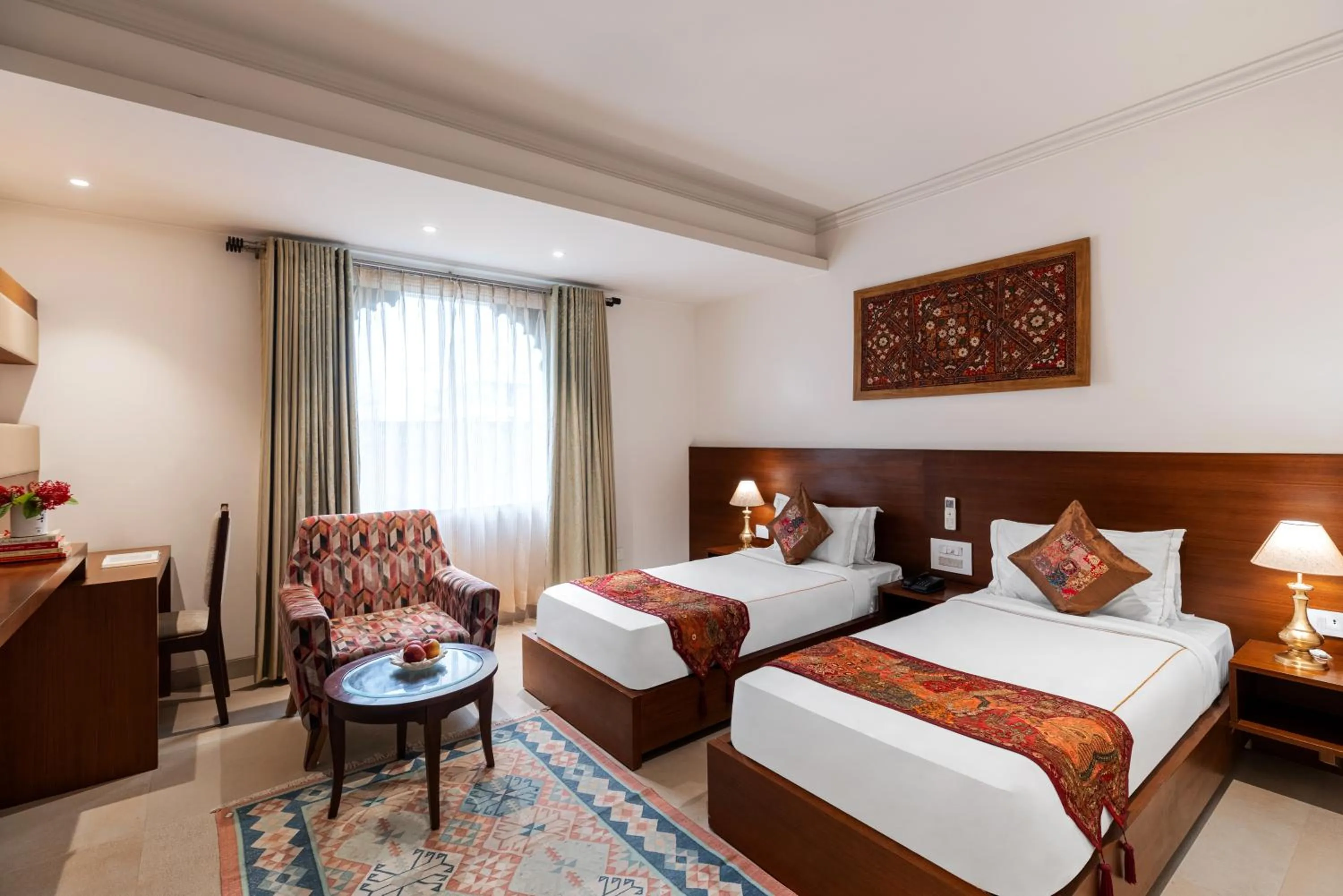 Bed in The Ramvilas - A Rooftop Pichola Lake View Hotel