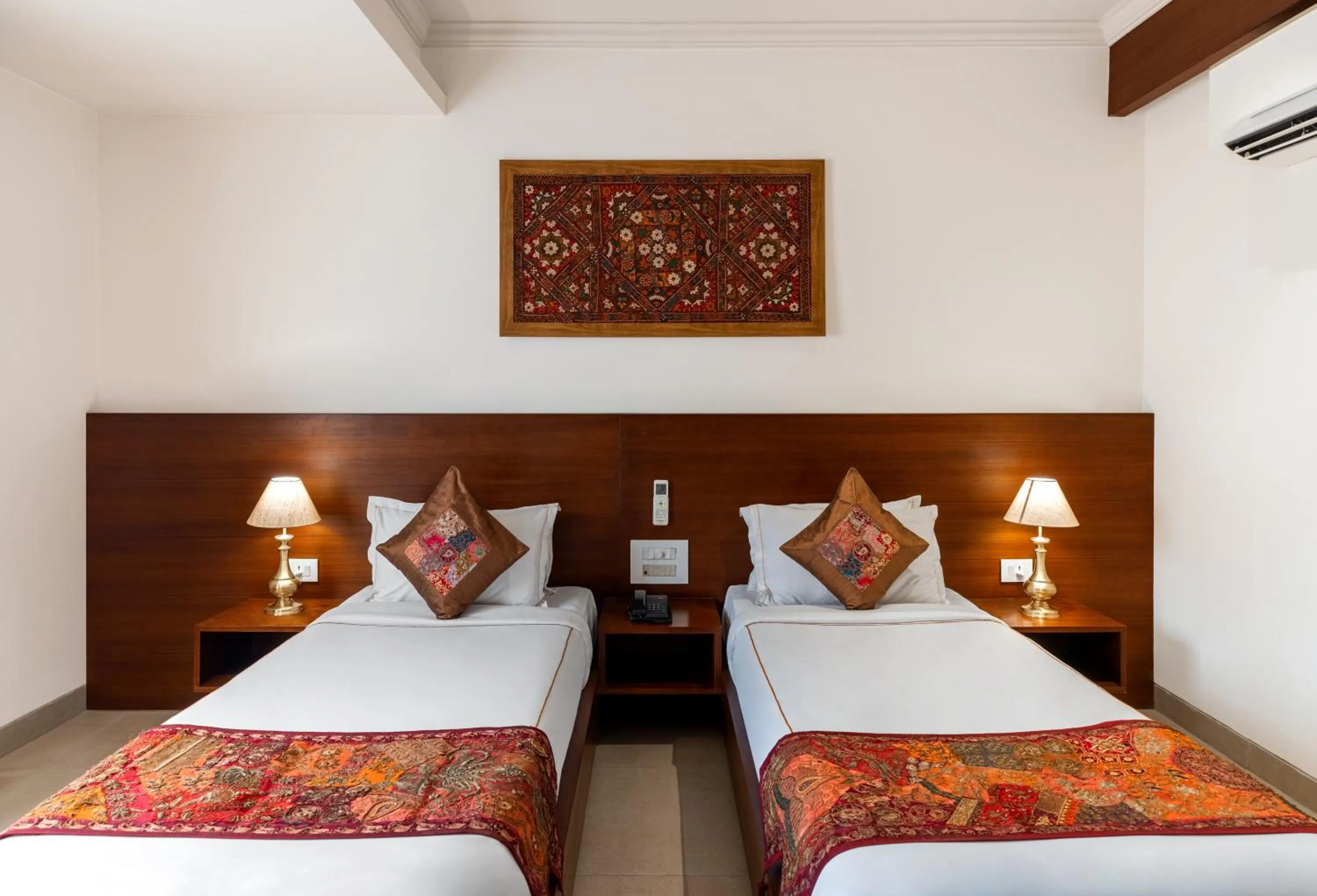 Bed in The Ramvilas - A Rooftop Pichola Lake View Hotel