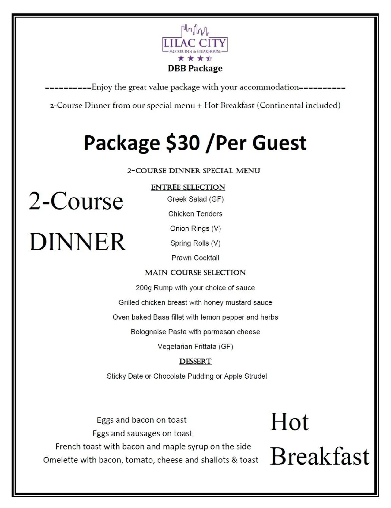 Food and drinks in Lilac City Motor Inn