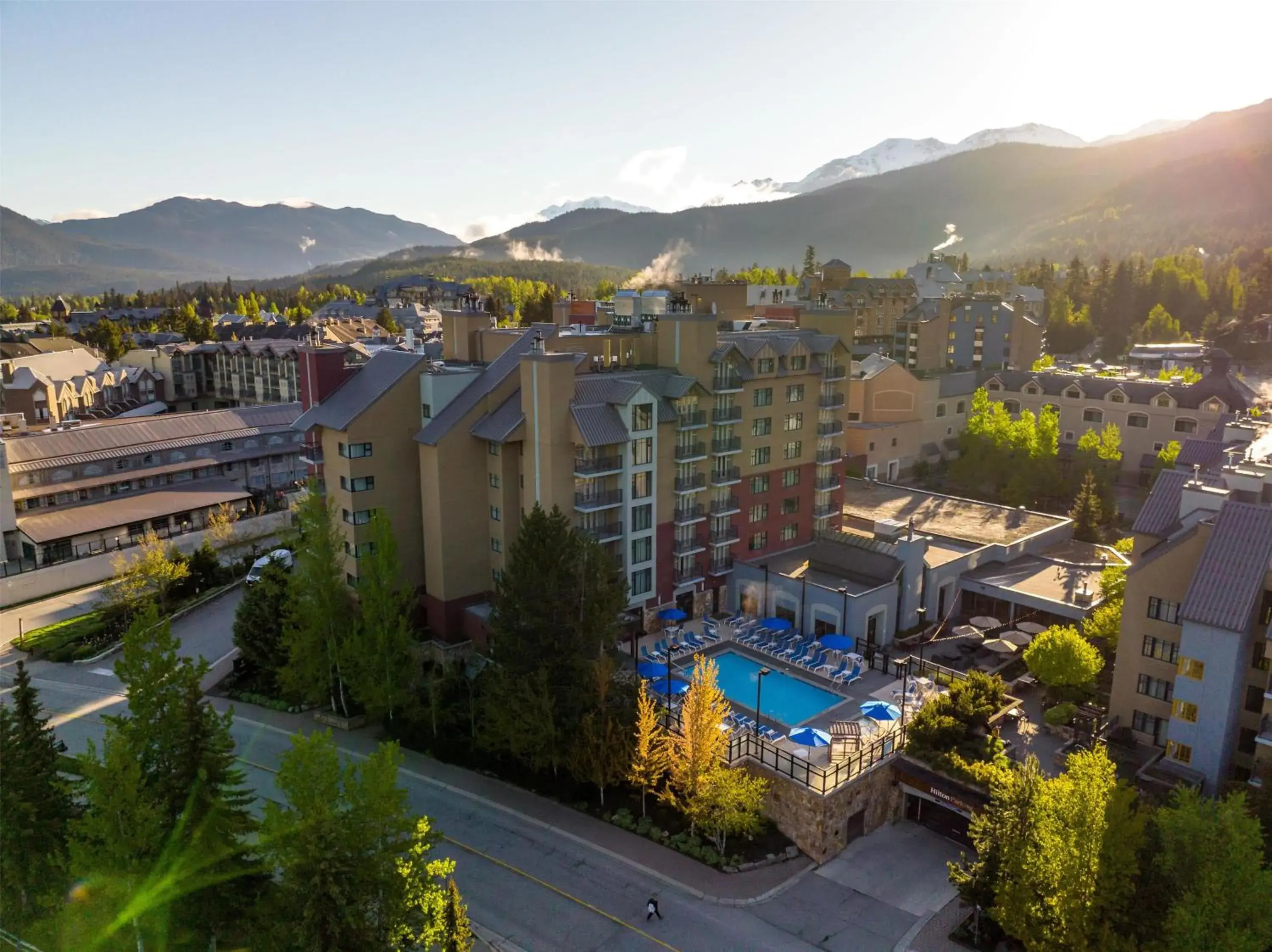 Pool view in Hilton Whistler Resort & Spa Pool view in Hilton Whistler Resort & Spa