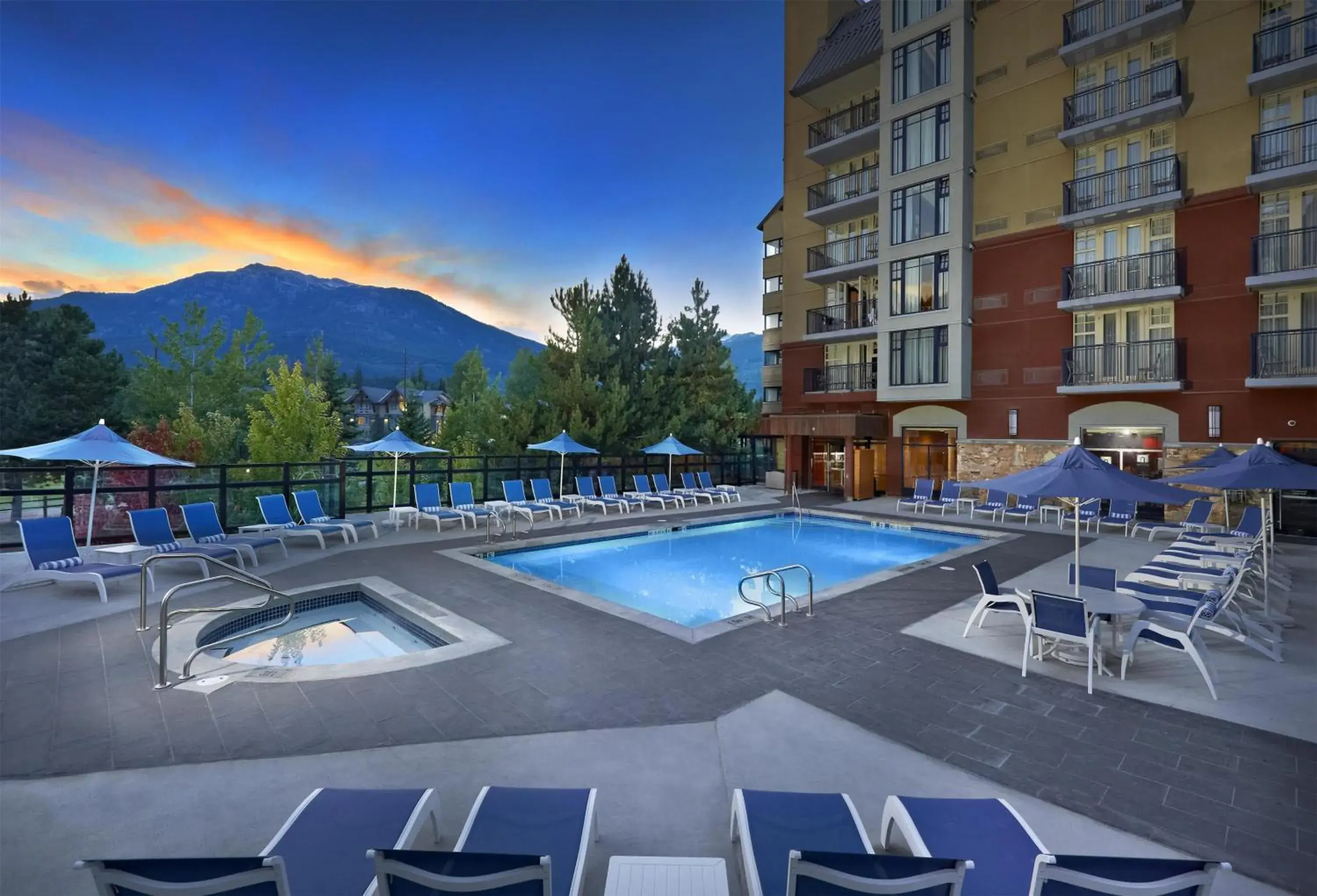 Pool view in Hilton Whistler Resort & Spa Pool view in Hilton Whistler Resort & Spa
