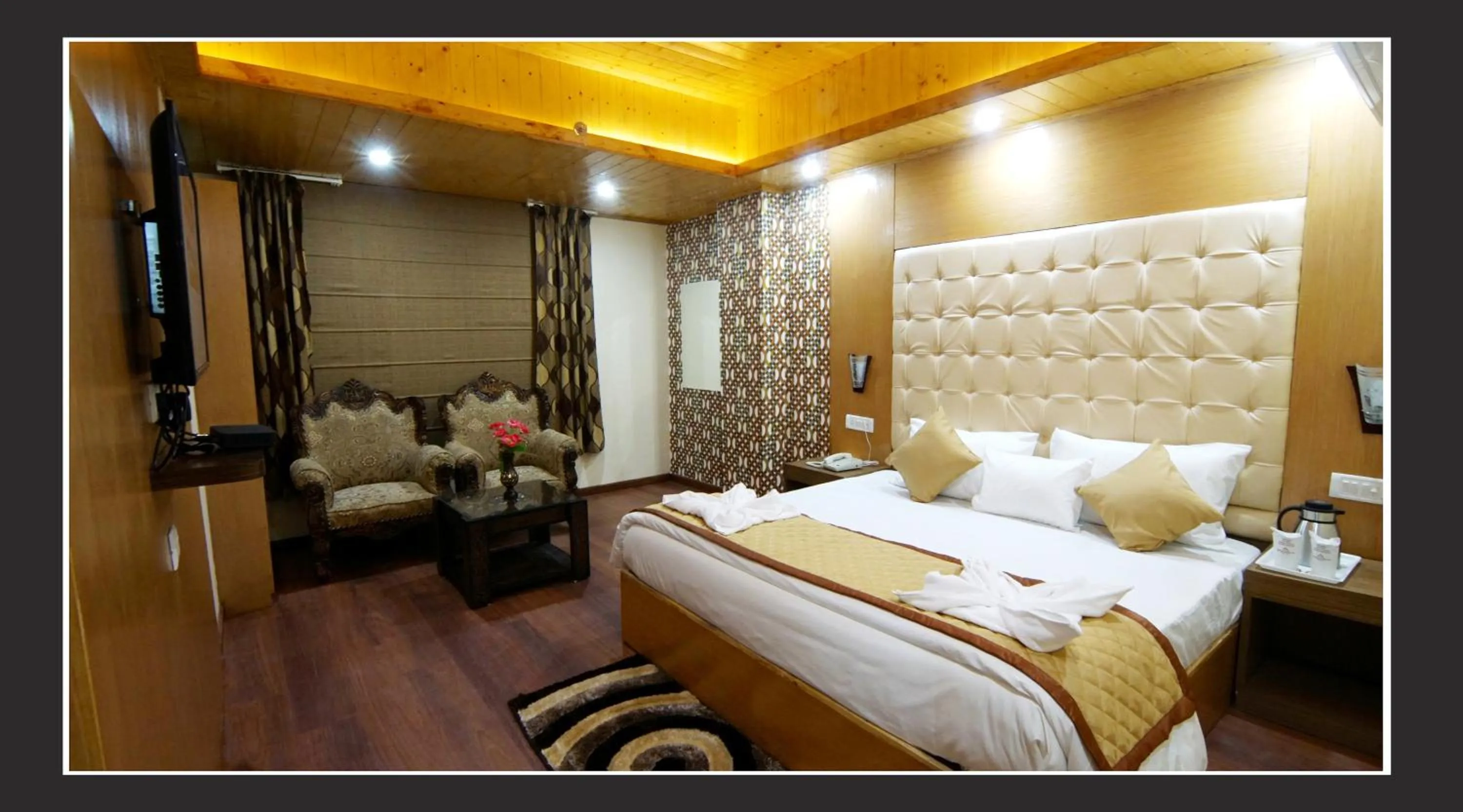 Bed in Grand Krisa Resort & SPA, Manali Experience Luxury With all Weather ACs in Every Room