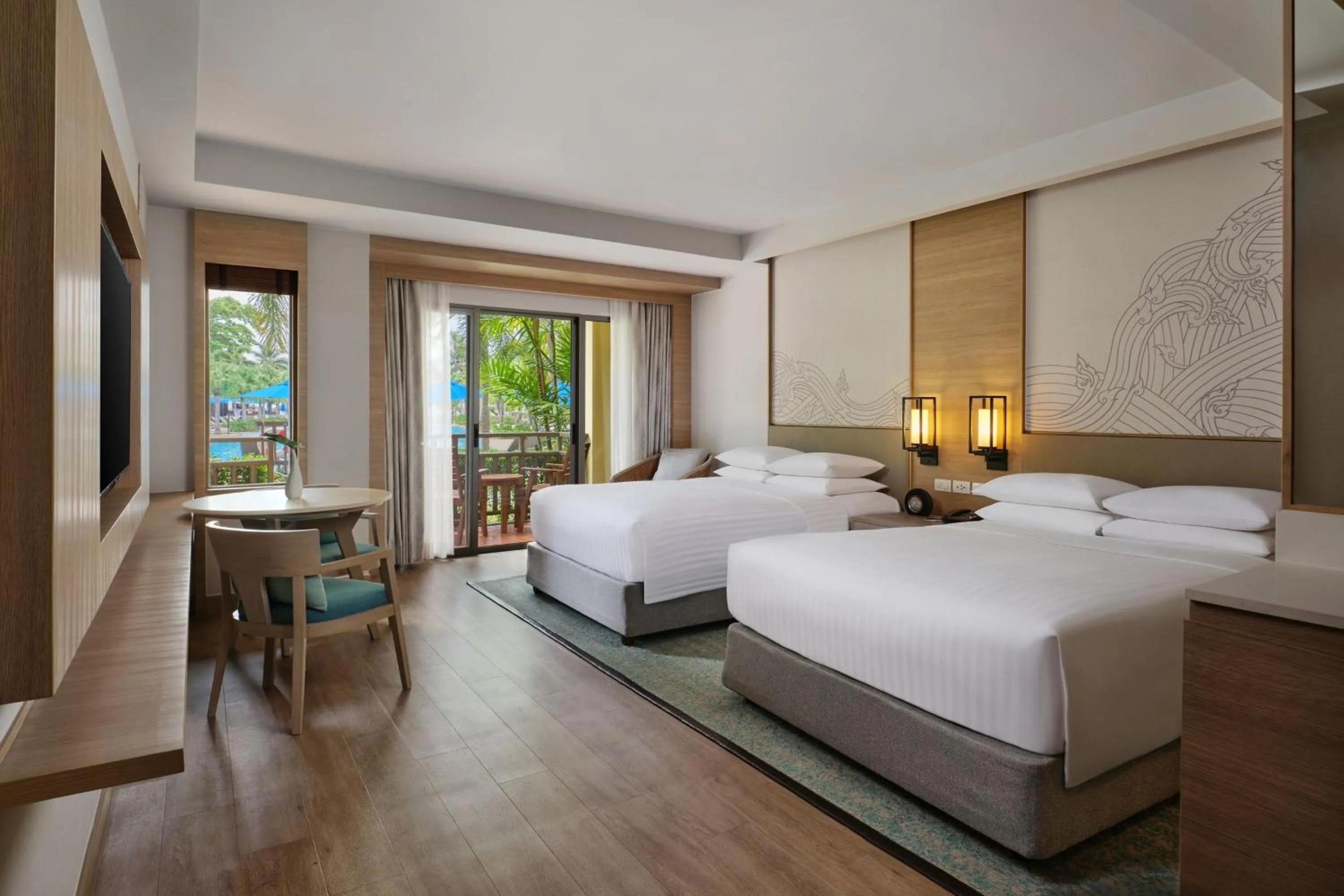 Swimming pool, Bed in Phuket Marriott Resort & Spa, Merlin Beach