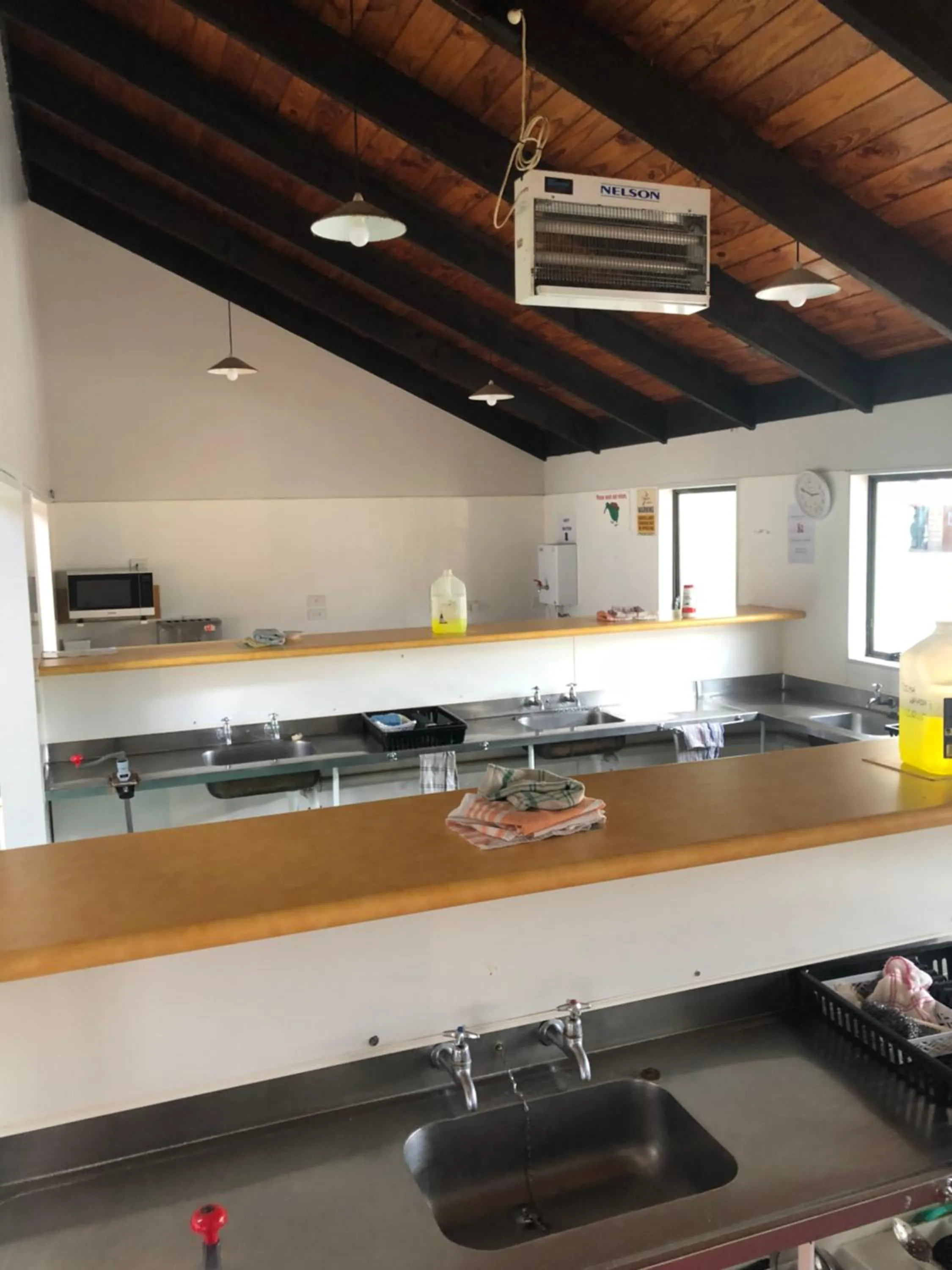 Communal kitchen in Smoke Lake Hot Springs Lodge & Camp