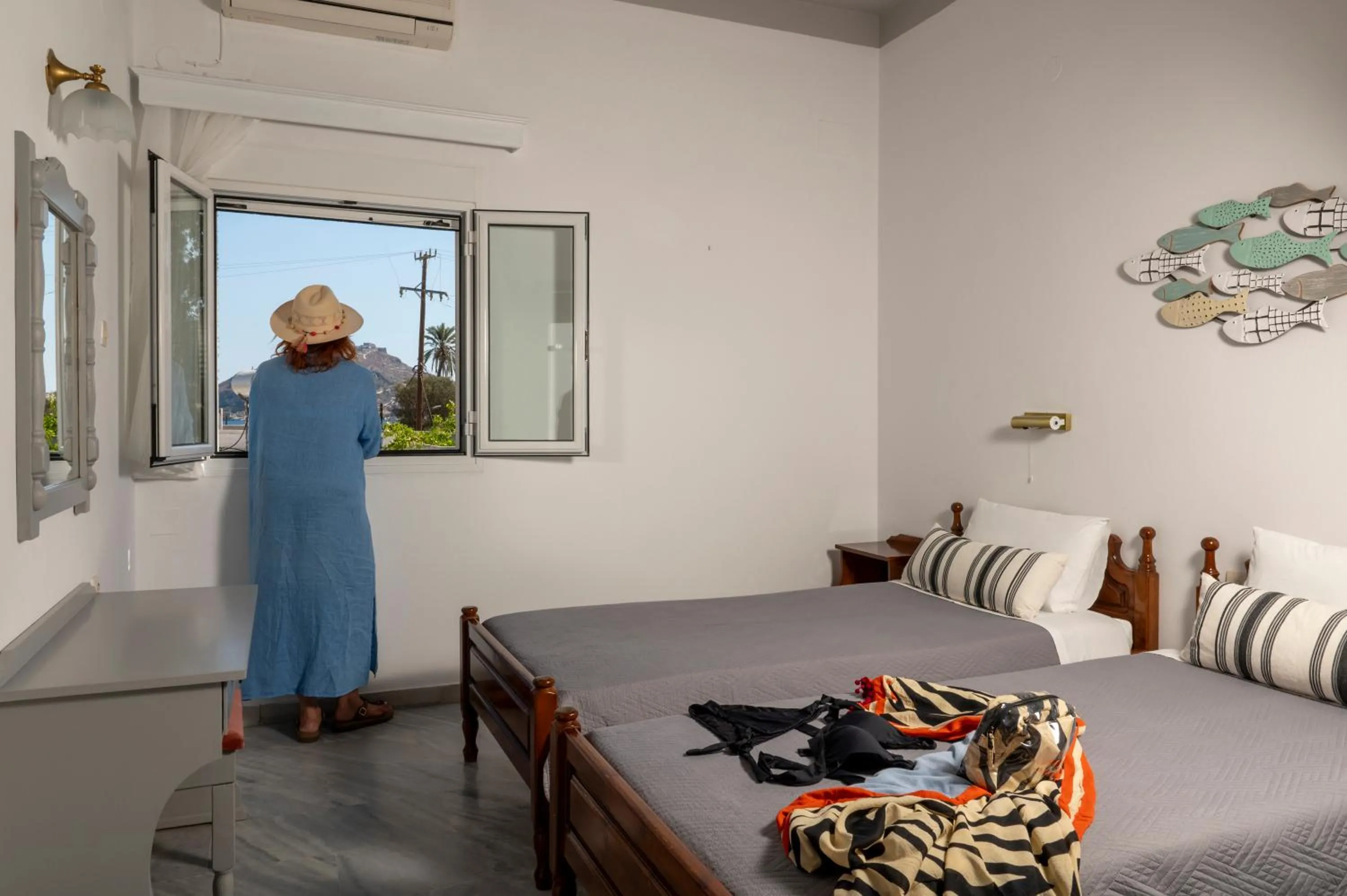 Bed in Irene Hotel Leros