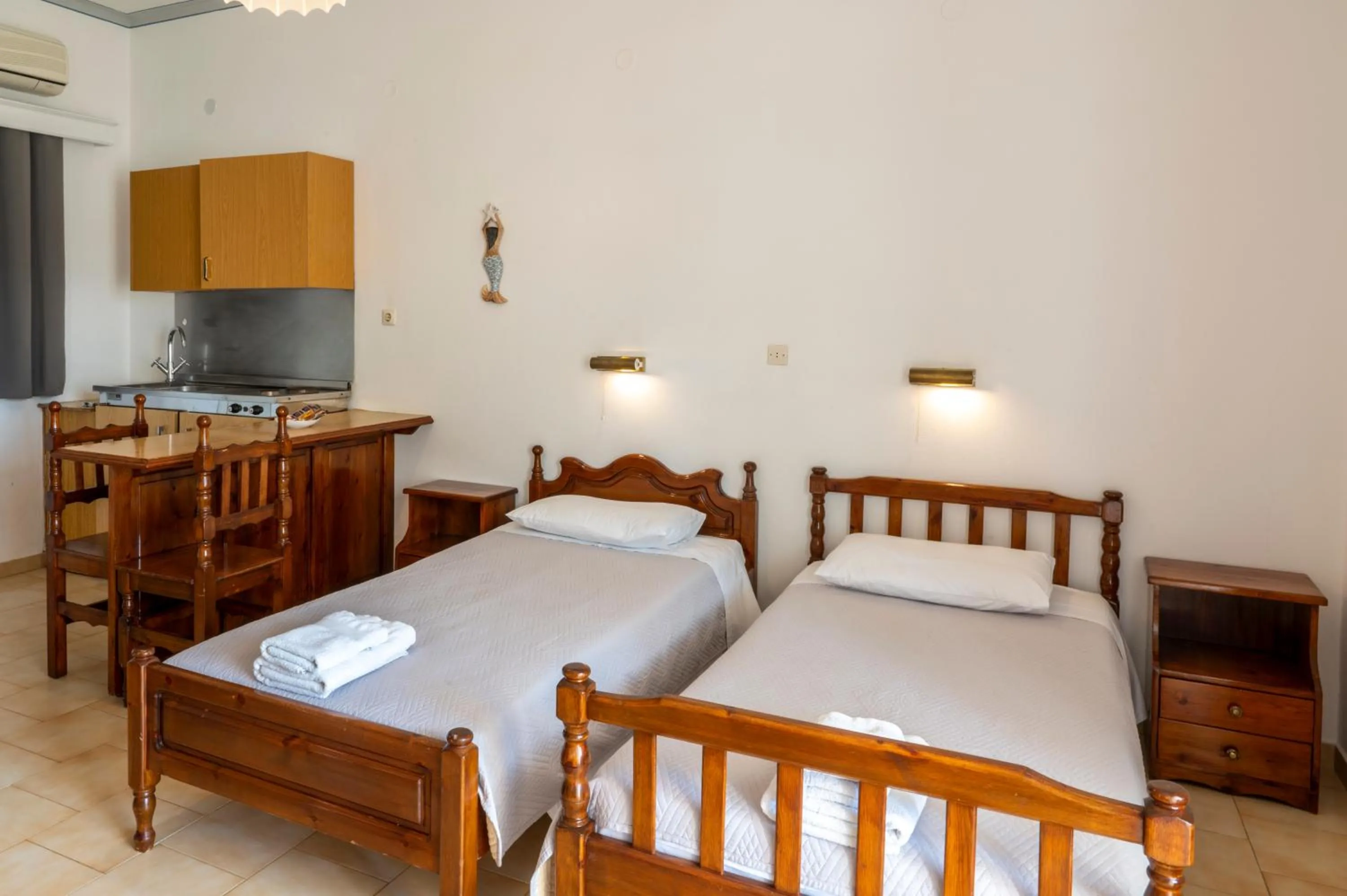Bed in Irene Hotel Leros