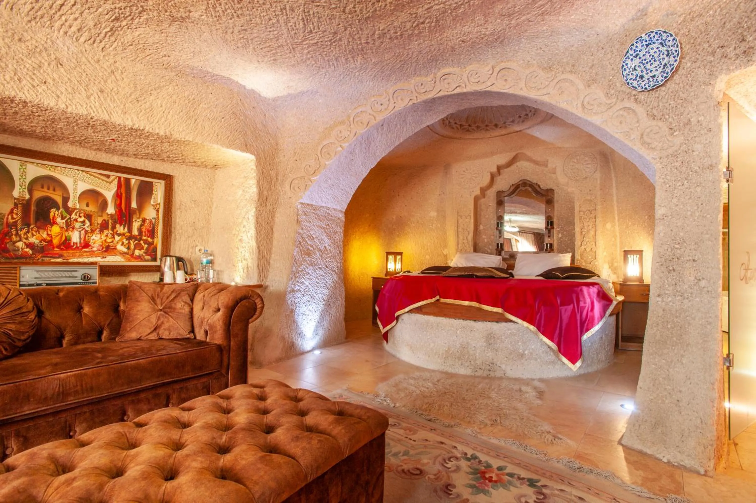 Seating area in Ottoman Cave Suites