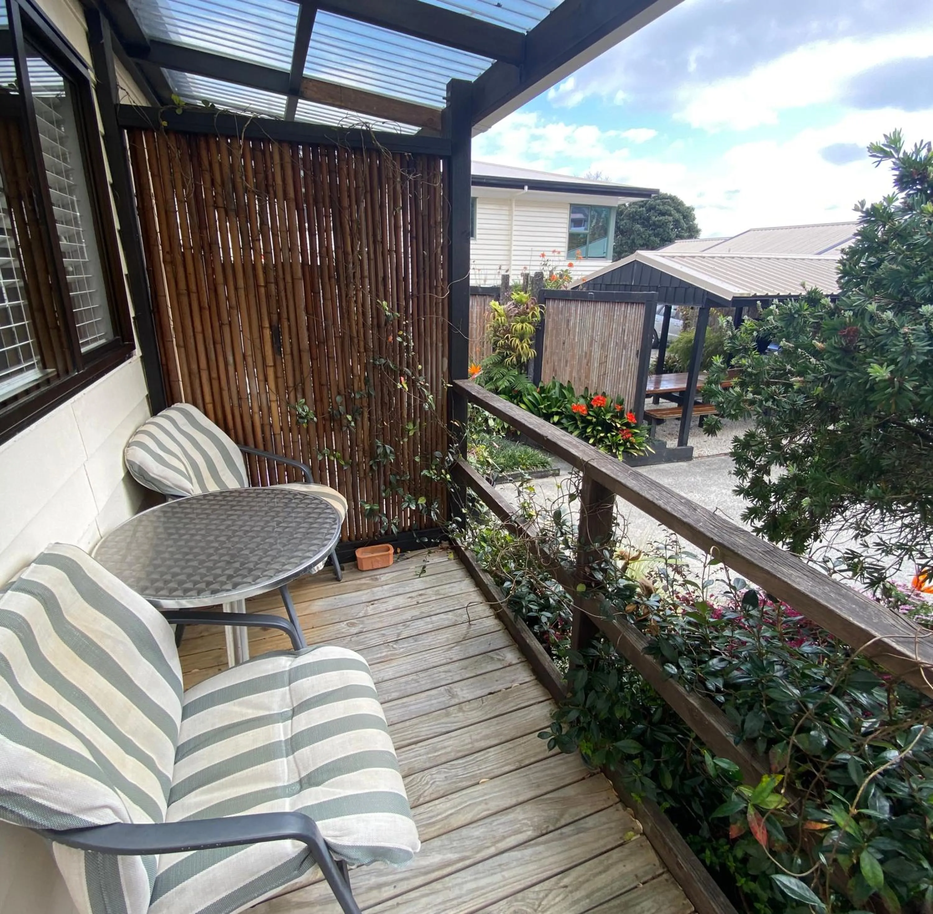 Garden view in Opononi Lighthouse Motel