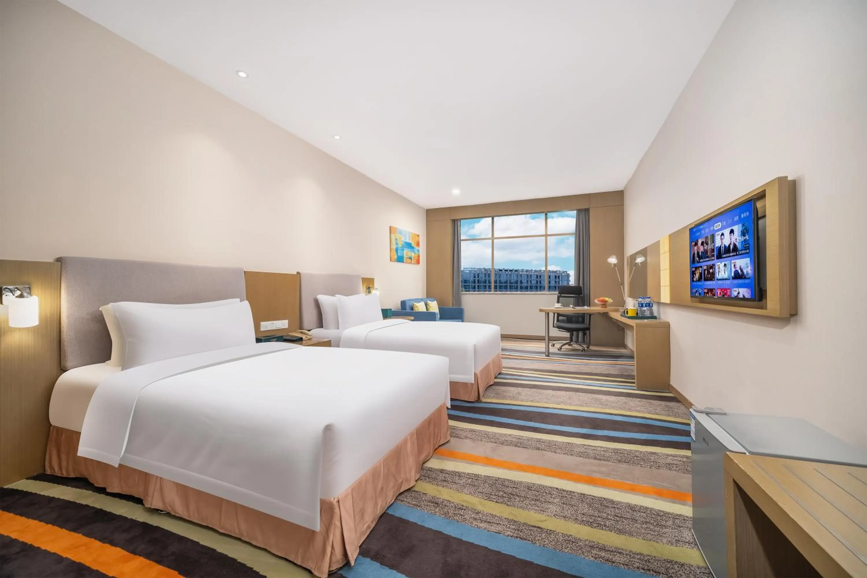 Photo of the whole room, Bed in Guangzhou Baiyun Airport Rejoice by Argyle Hotel Rehe Metro Exit B --Free shuttle bus is provided during the 138th Canton Fair