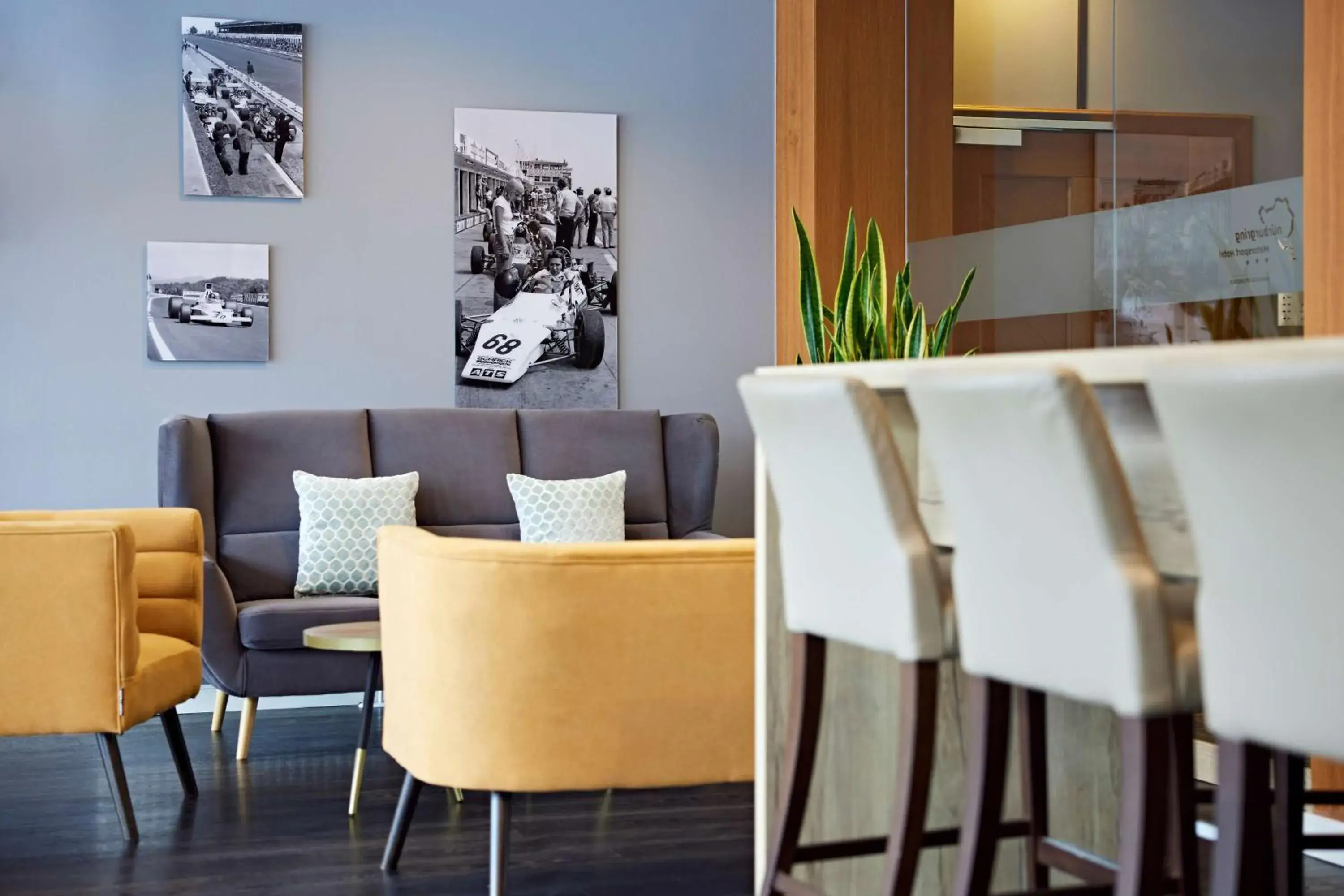 Lobby or reception in Lindner Hotel Nurburgring Motorsport, part of JdV by Hyatt Lobby or reception in Lindner Hotel Nurburgring Motorsport, part of JdV by Hyatt