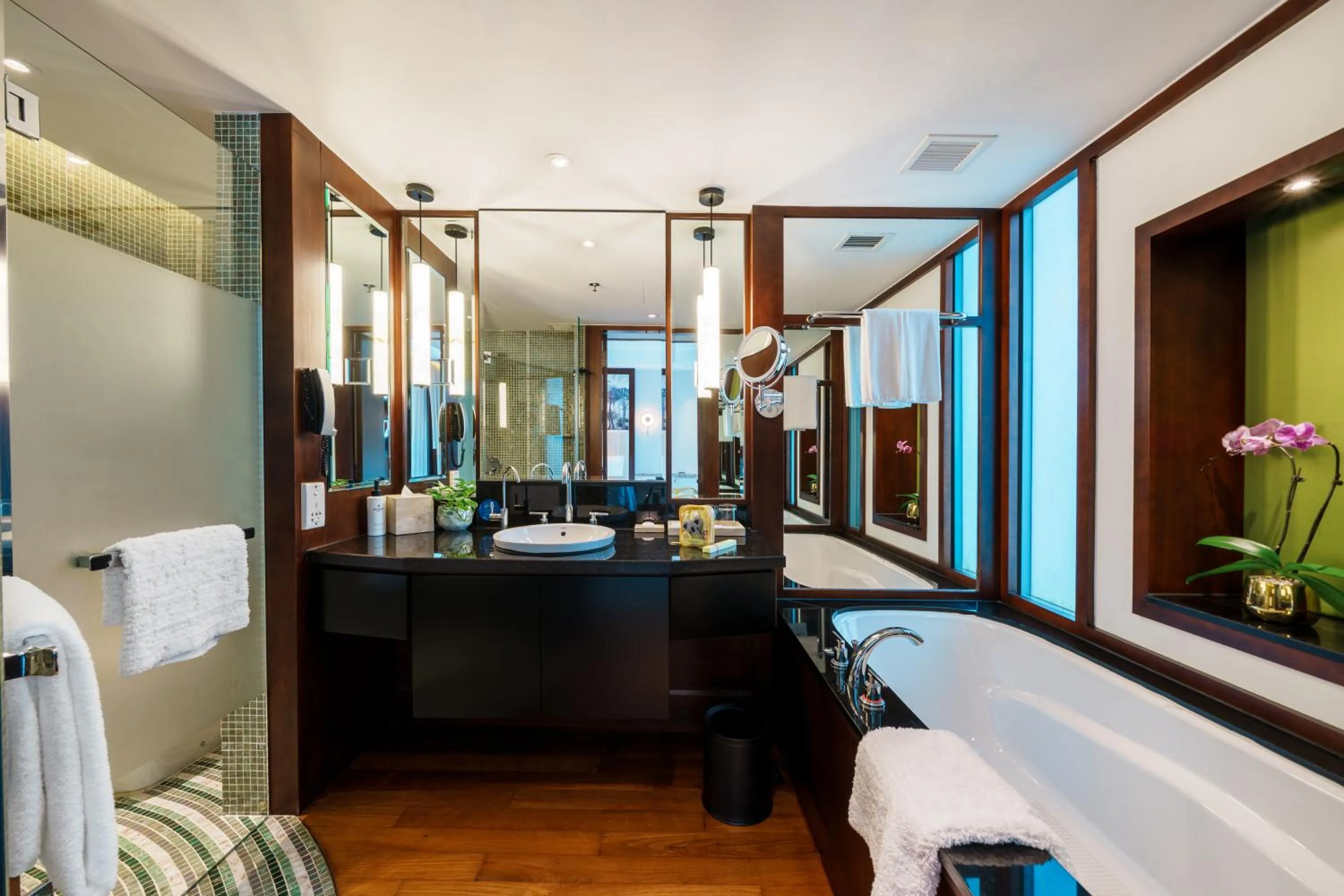 Bathroom, Bed in Sofitel Singapore Sentosa