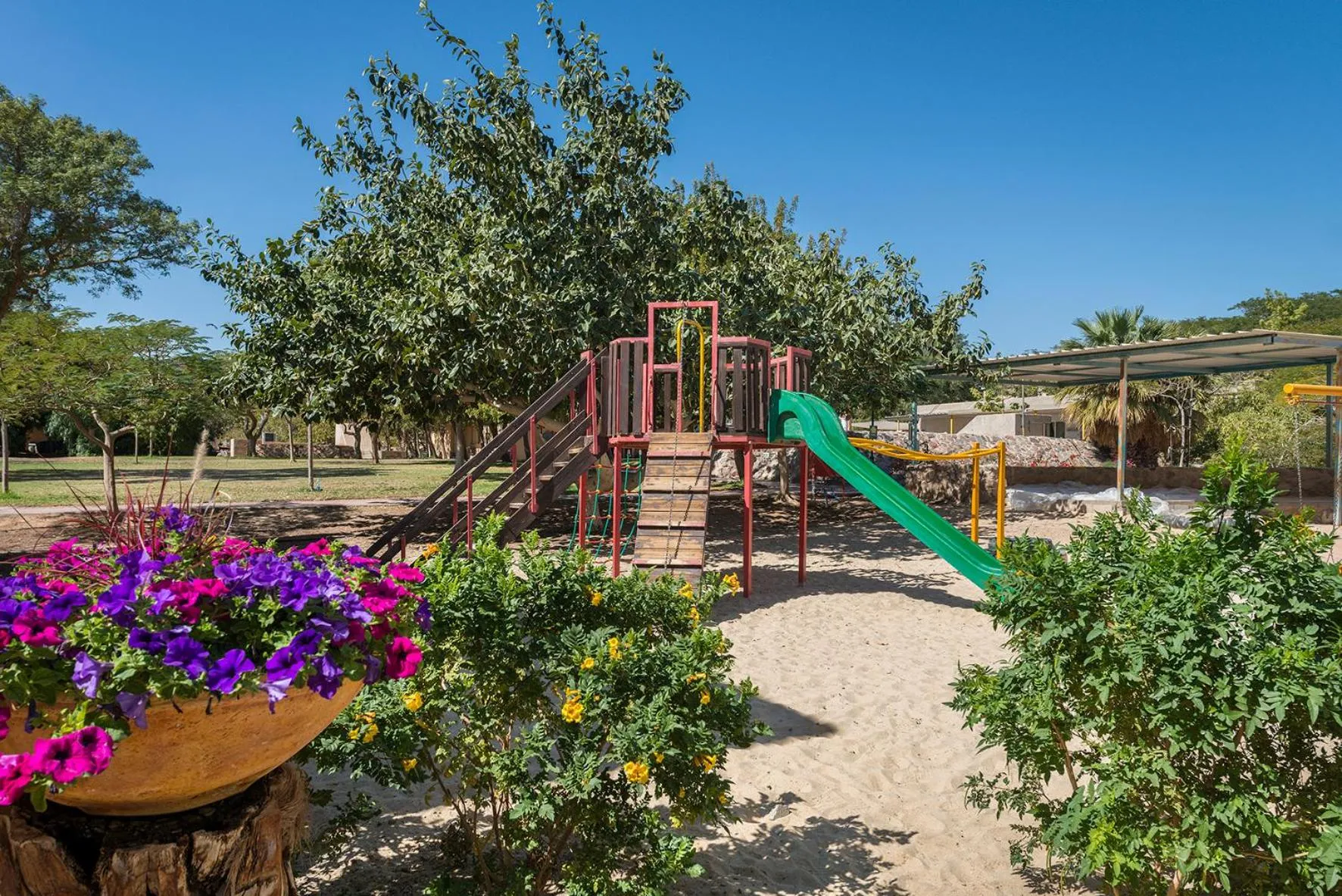 Children play ground in קיבוץ אילות - חדרי אירוח עם בריכה משותפת