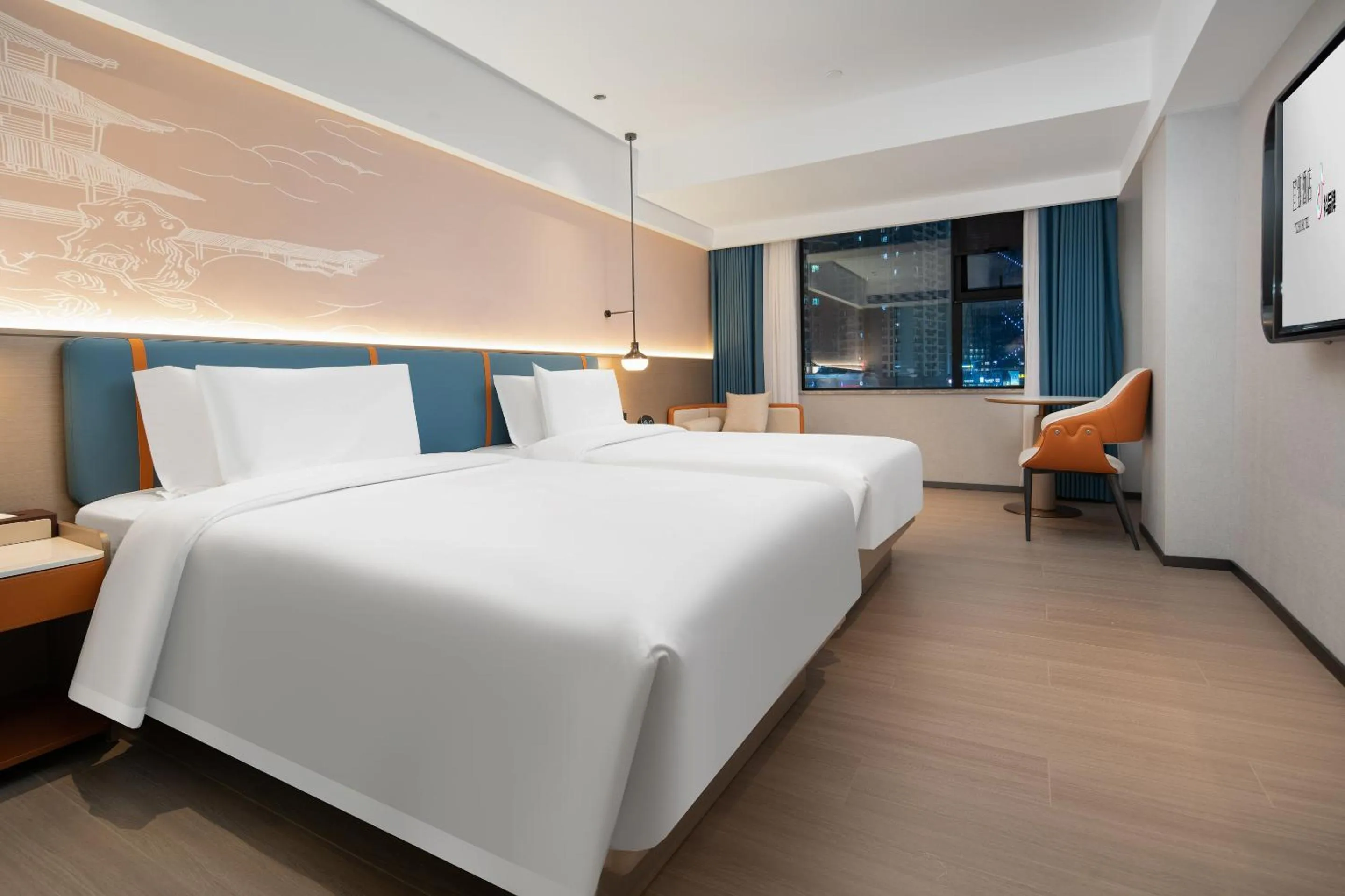 Bedroom, Bed in Yizhi Hotel Changgang Metro Station - Free Shuttle Bus during Canton Fair