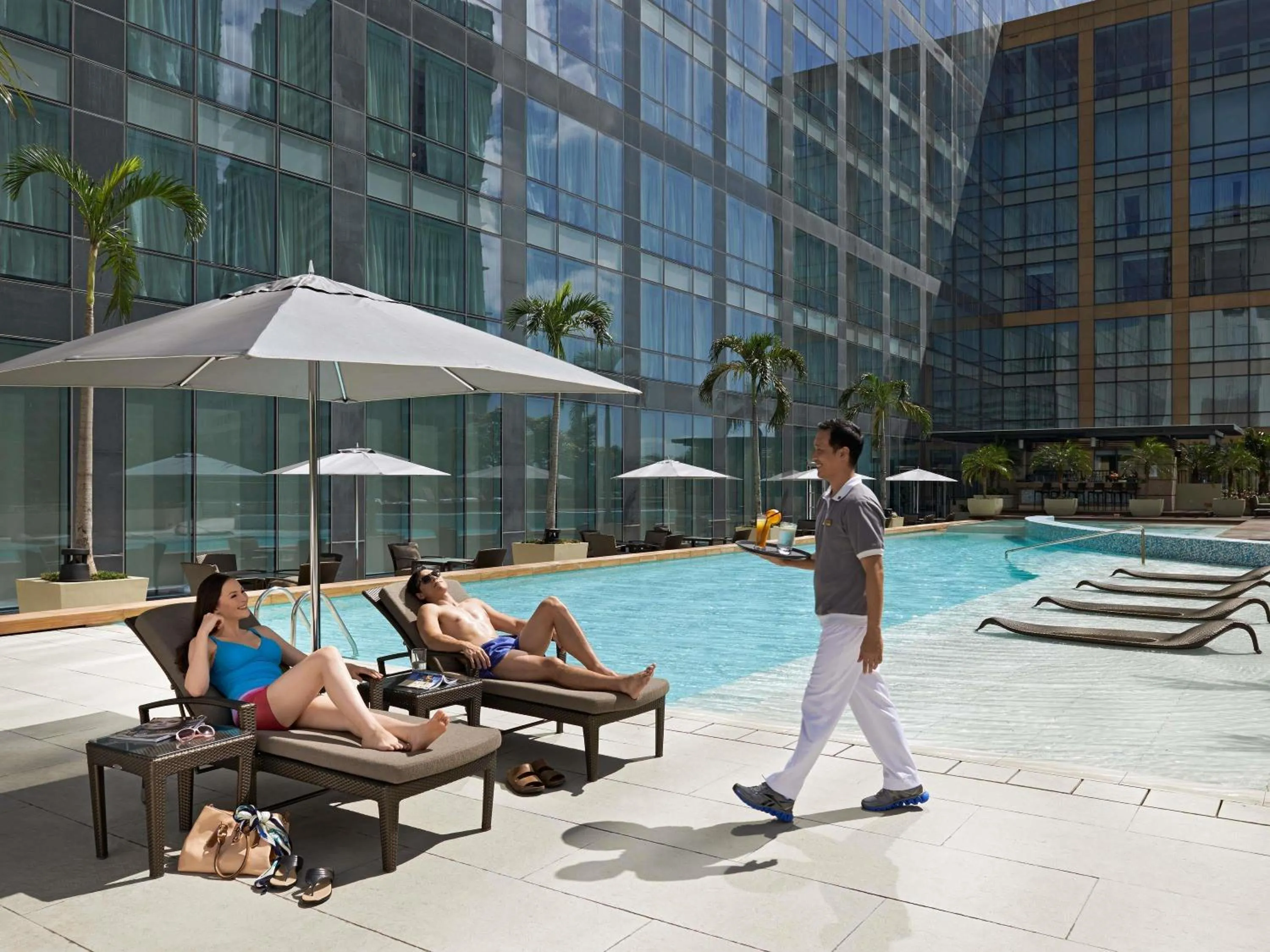 Pool view in Fairmont Makati