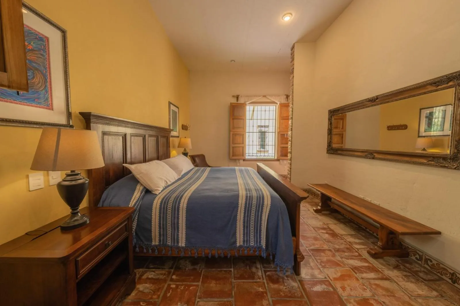 Inner courtyard view, Bed in Hacienda Labor de Rivera Hotel Boutique & Eventos