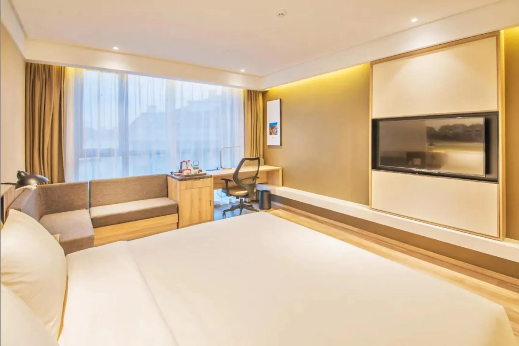 Bed in Atour Hotel Nanjing Sun Yat-sen Mausoleum Scenic Area Alfalfa Garden Subway Station