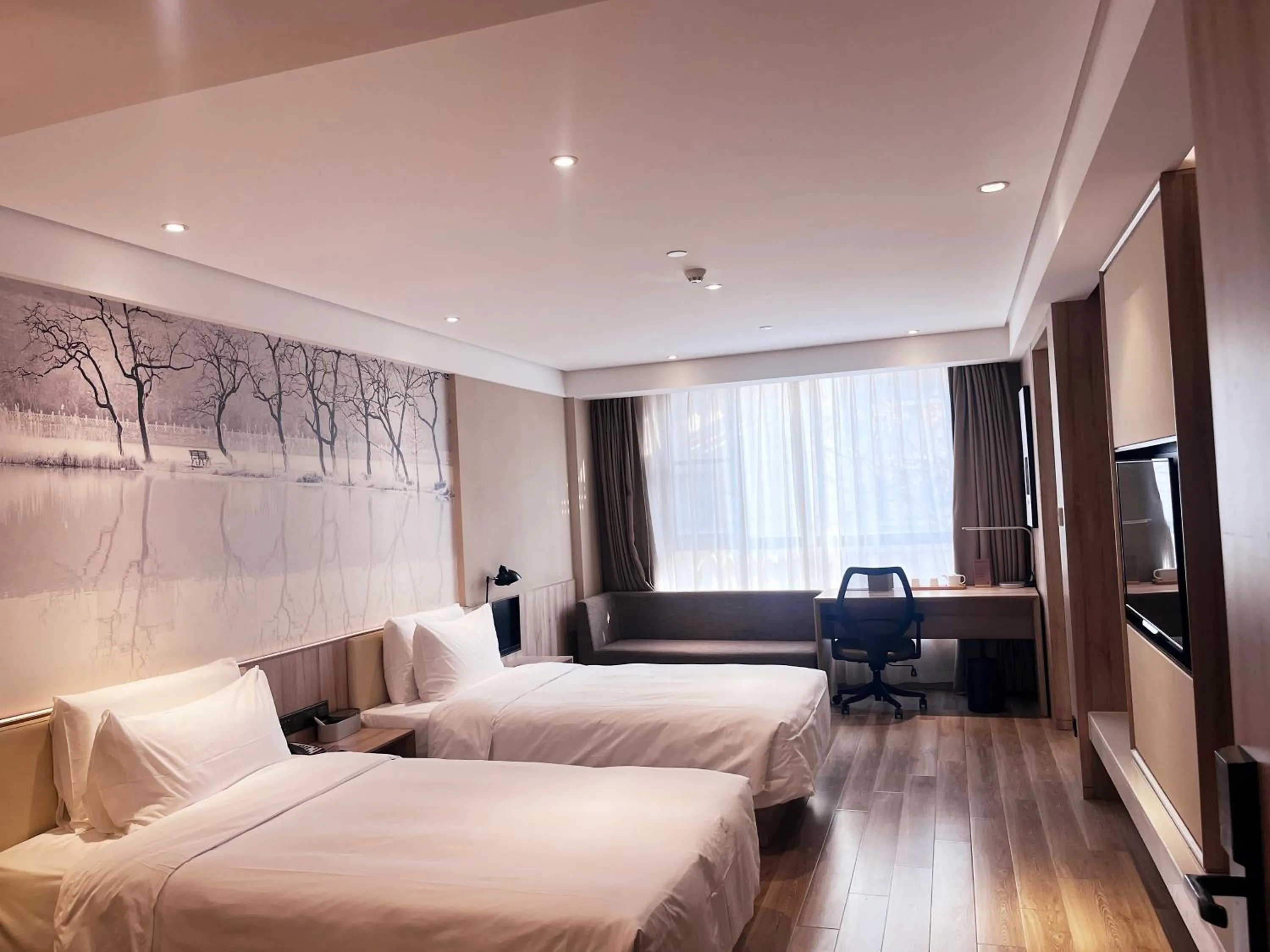 Bed in Atour Hotel Nanjing Sun Yat-sen Mausoleum Scenic Area Alfalfa Garden Subway Station