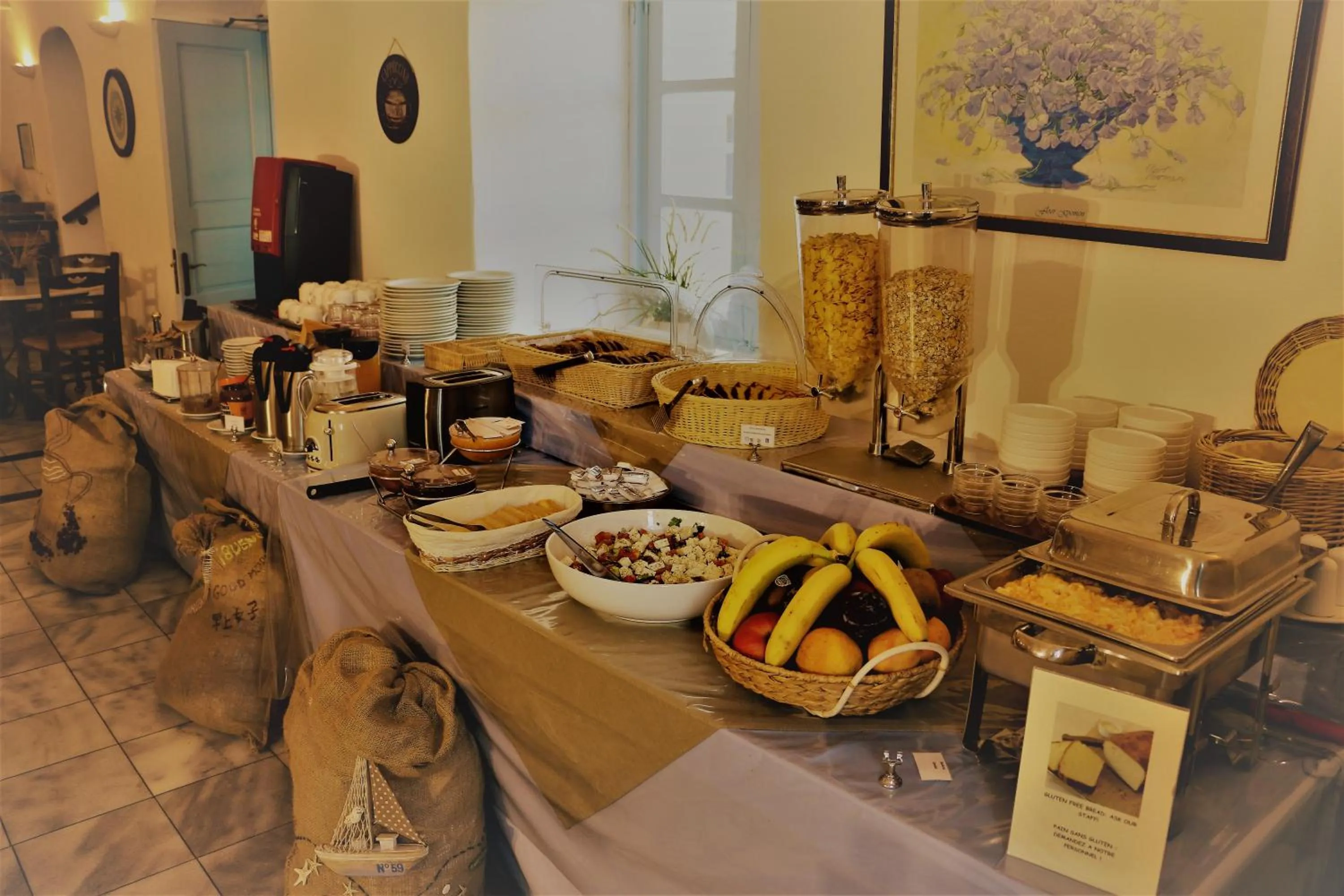 Buffet breakfast in Aethrio Sunset Village - Oia