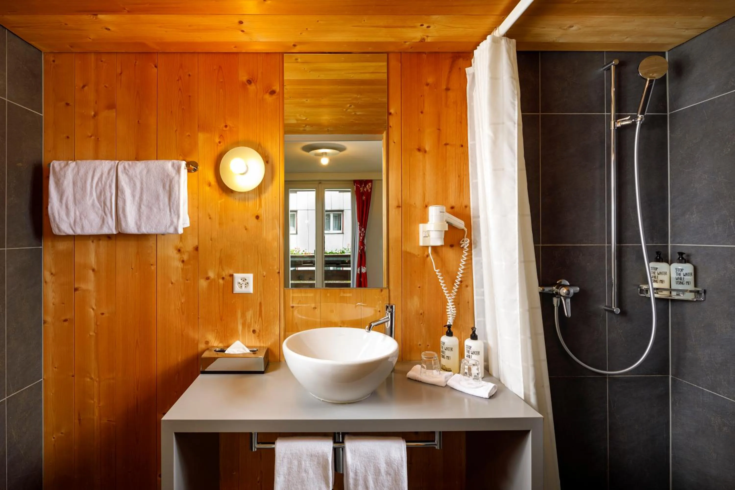 Shower in Hirschen Guesthouse - Village Hotel