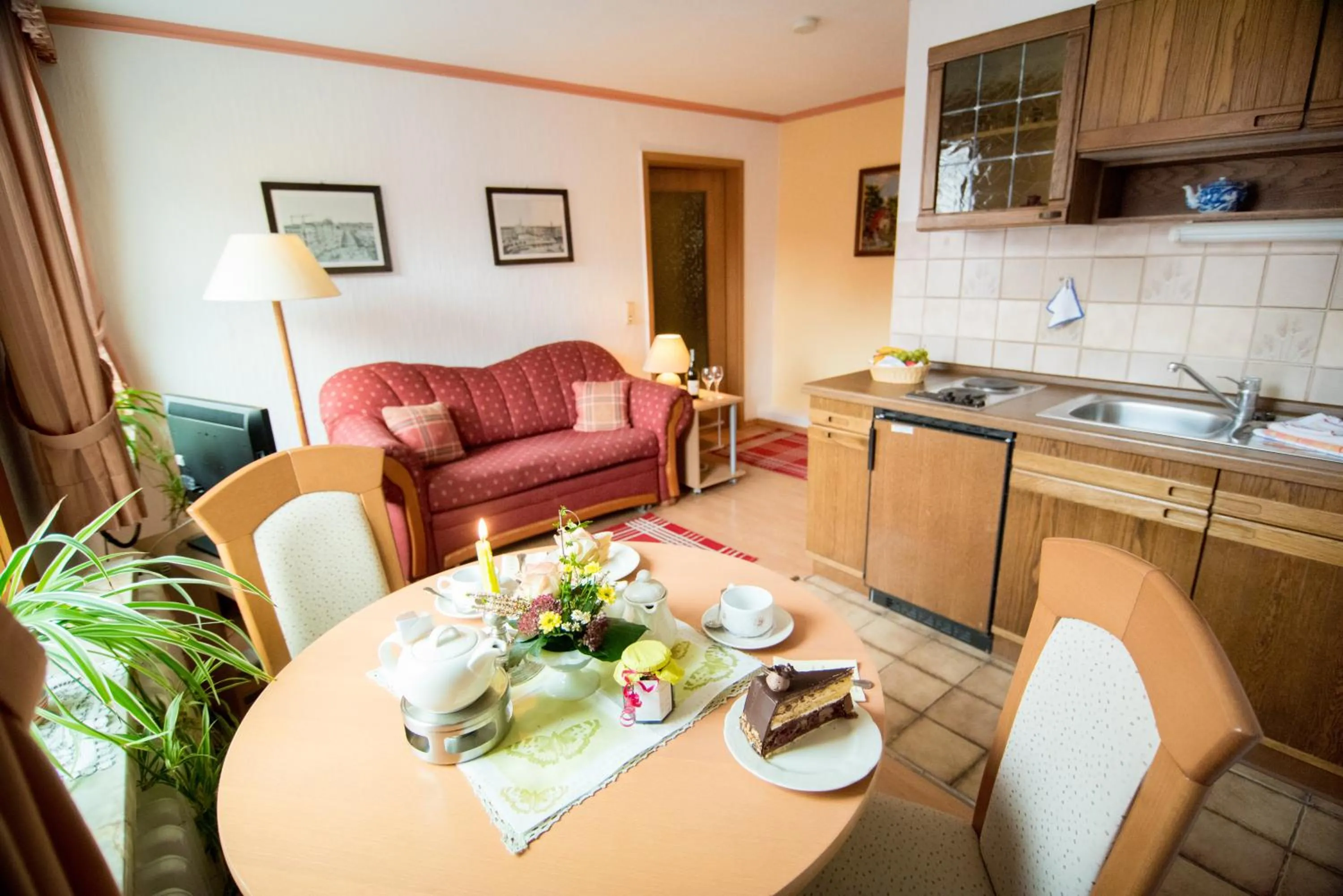 Kitchen or kitchenette in Ferienapartments Schnibbe