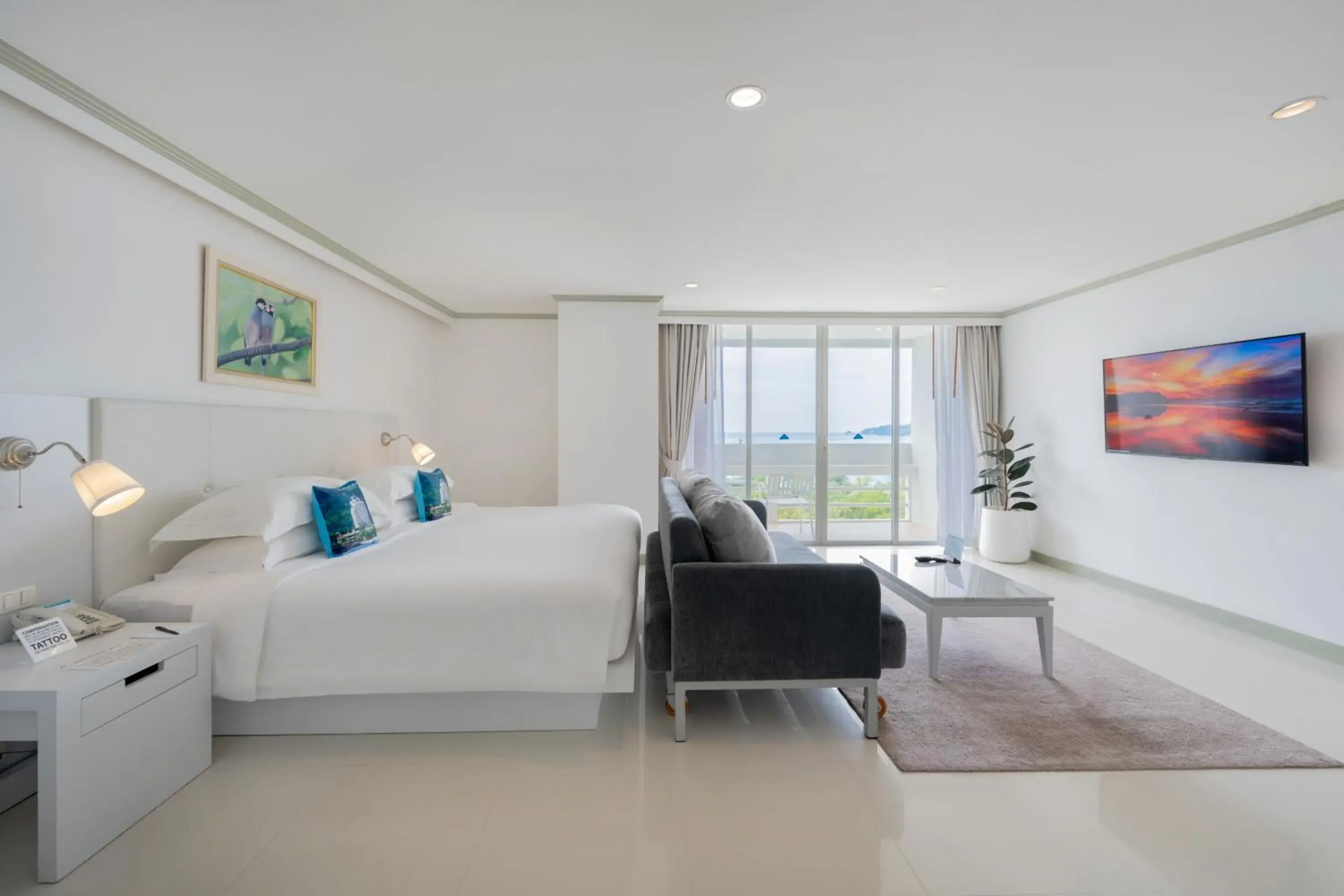 View (from property/room), Bed in Andaman Beach Suites Hotel, Patong Phuket View (from property/room), Bed in Andaman Beach Suites Hotel, Patong Phuket