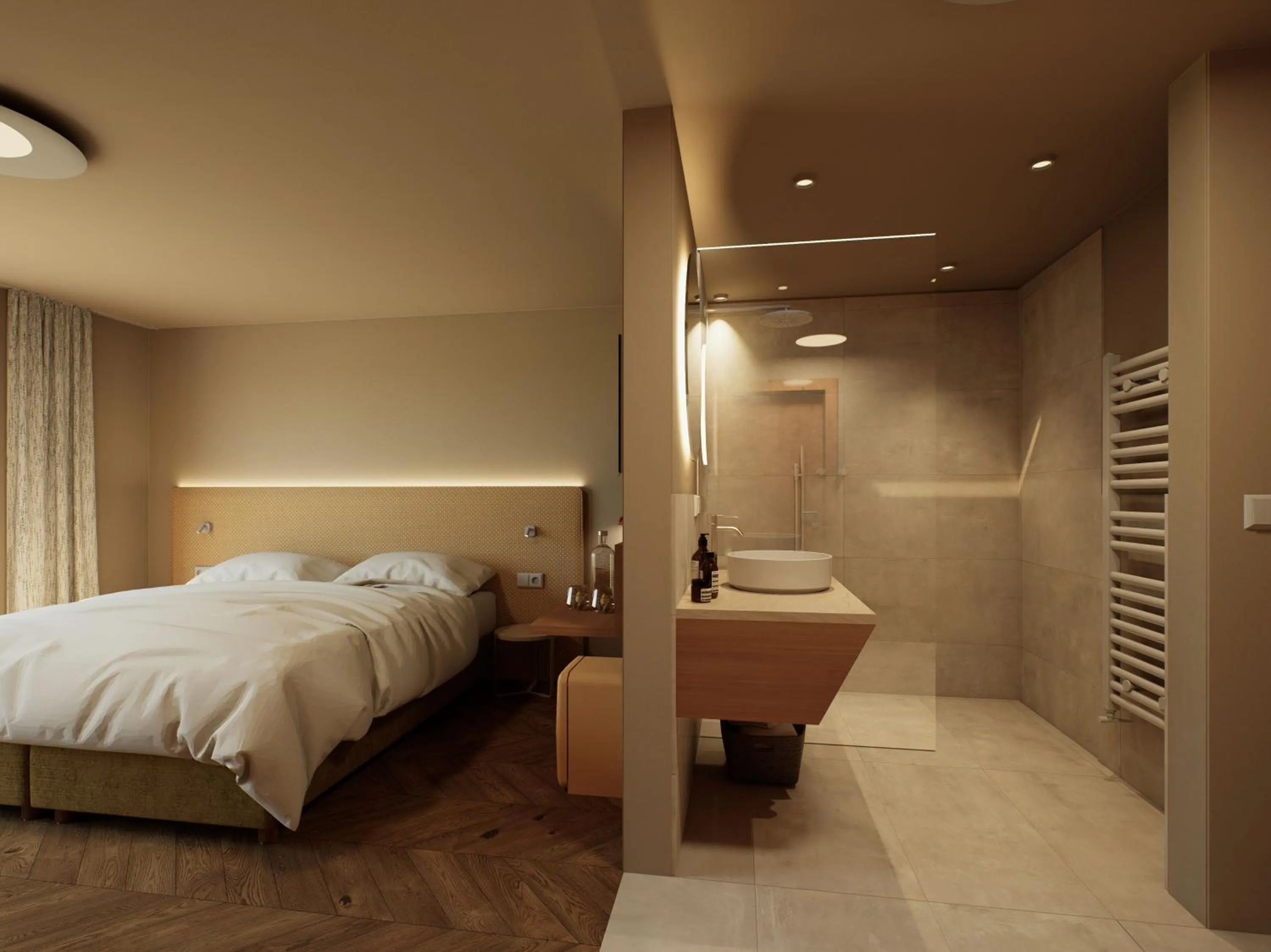 Bathroom, Bed in Adults only Hotel Grafenstein