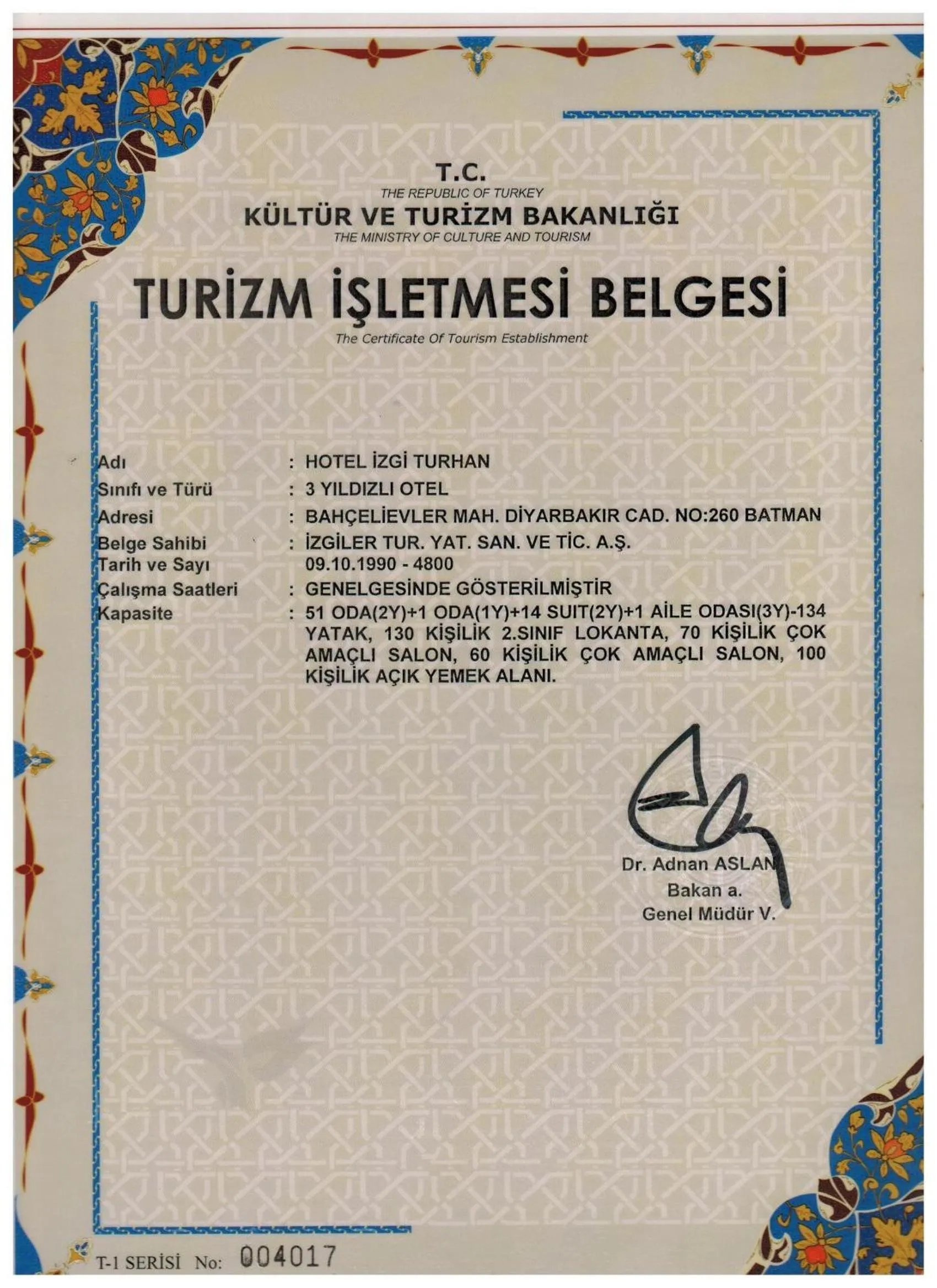 Business facilities in Hotel Izgi Turhan