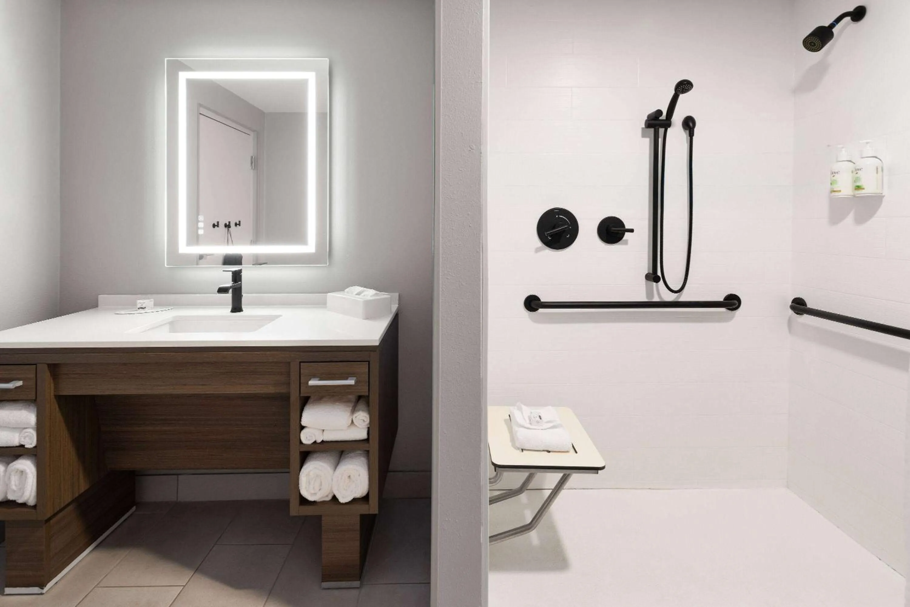 Shower in Hawthorn Extended Stay by Wyndham Ellsworth Bar Harbor