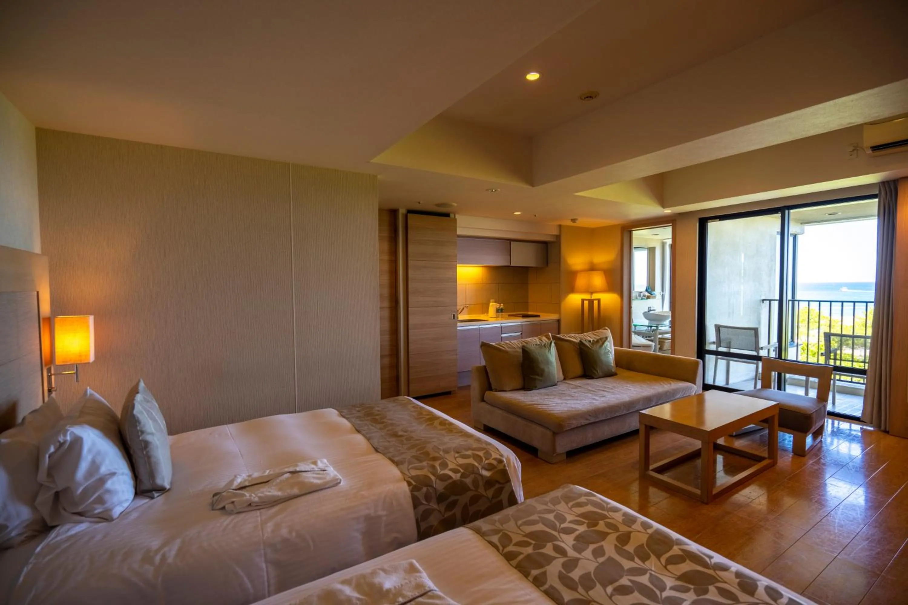 Bed in Moon Ocean Ginowan Hotel & Residence