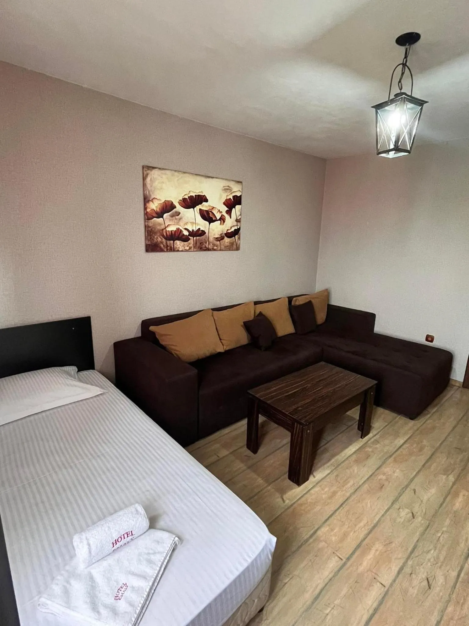 Living room, Bed in Family Hotel Emaly 2