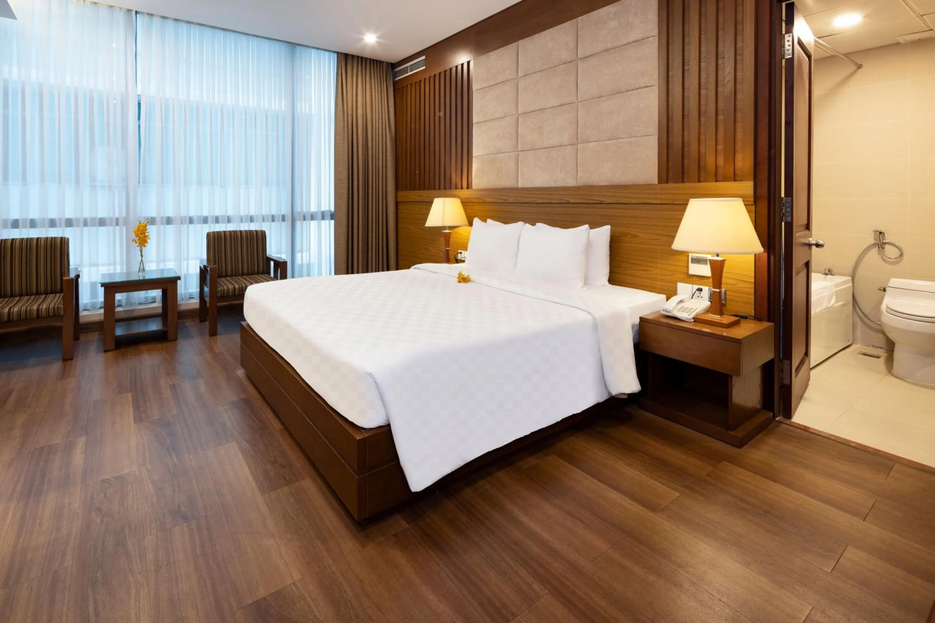 Bed in Eden Star Saigon Hotel