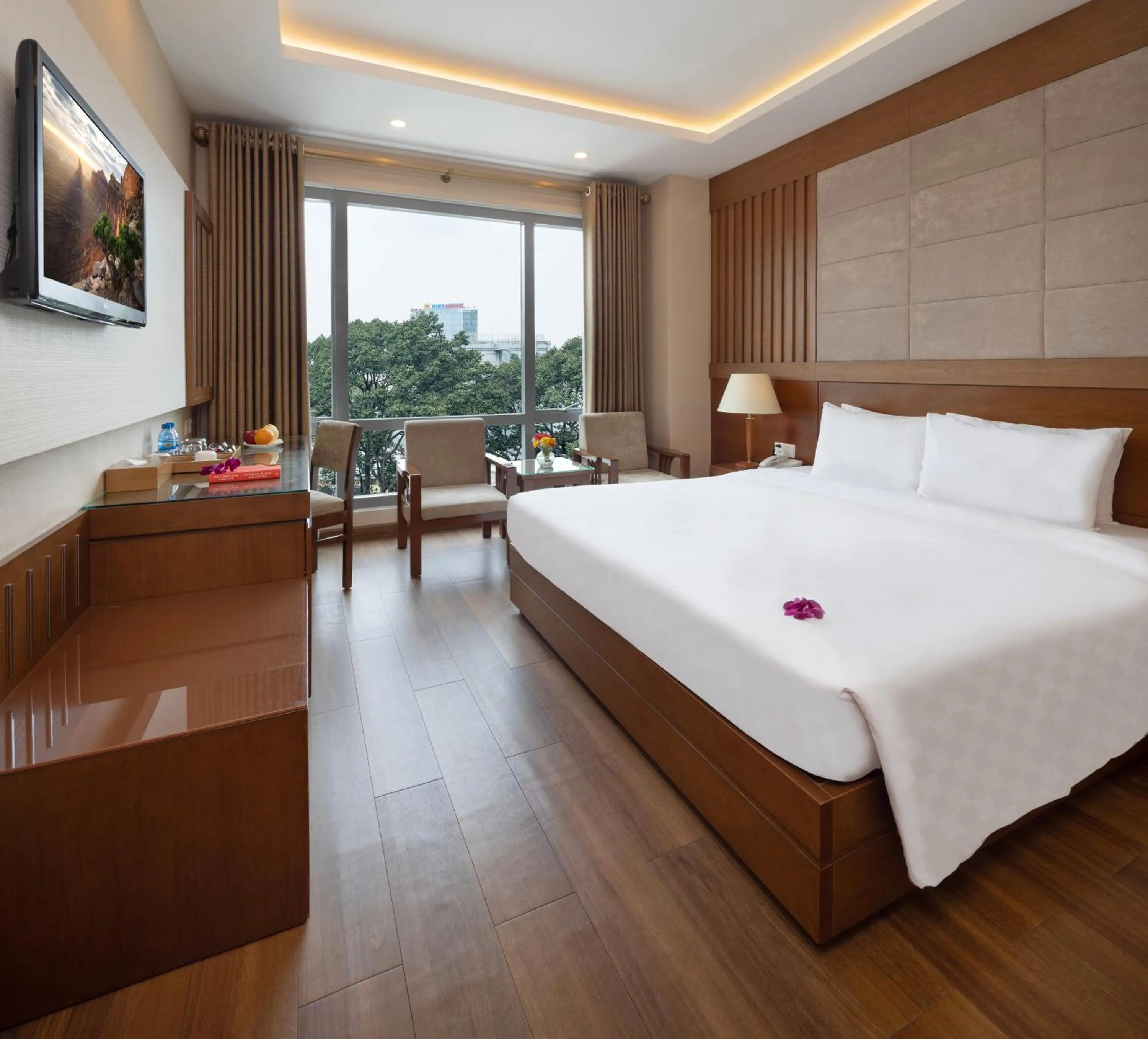 View (from property/room), Bed in Eden Star Saigon Hotel