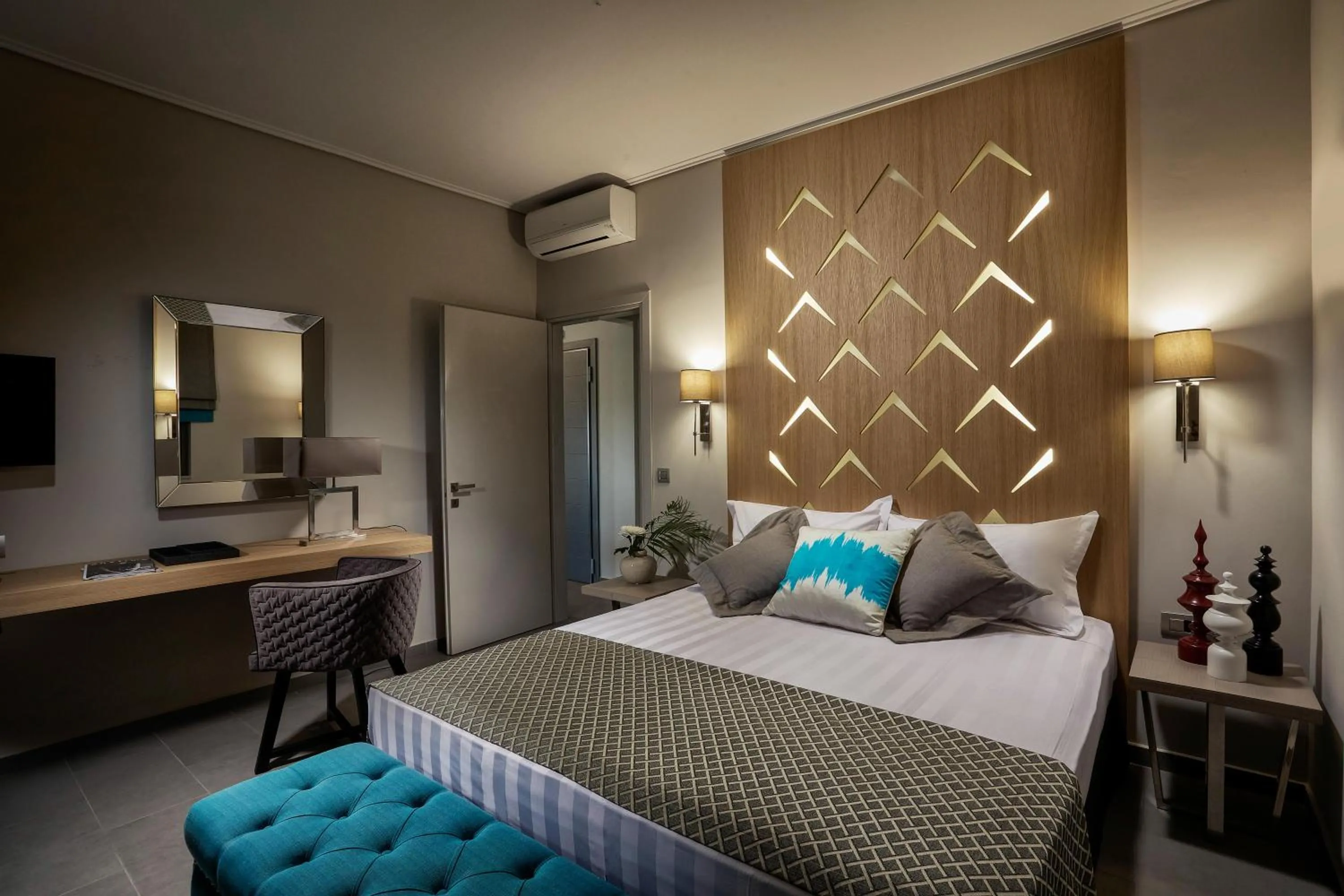Bed in Lagouvardos Village Hotel