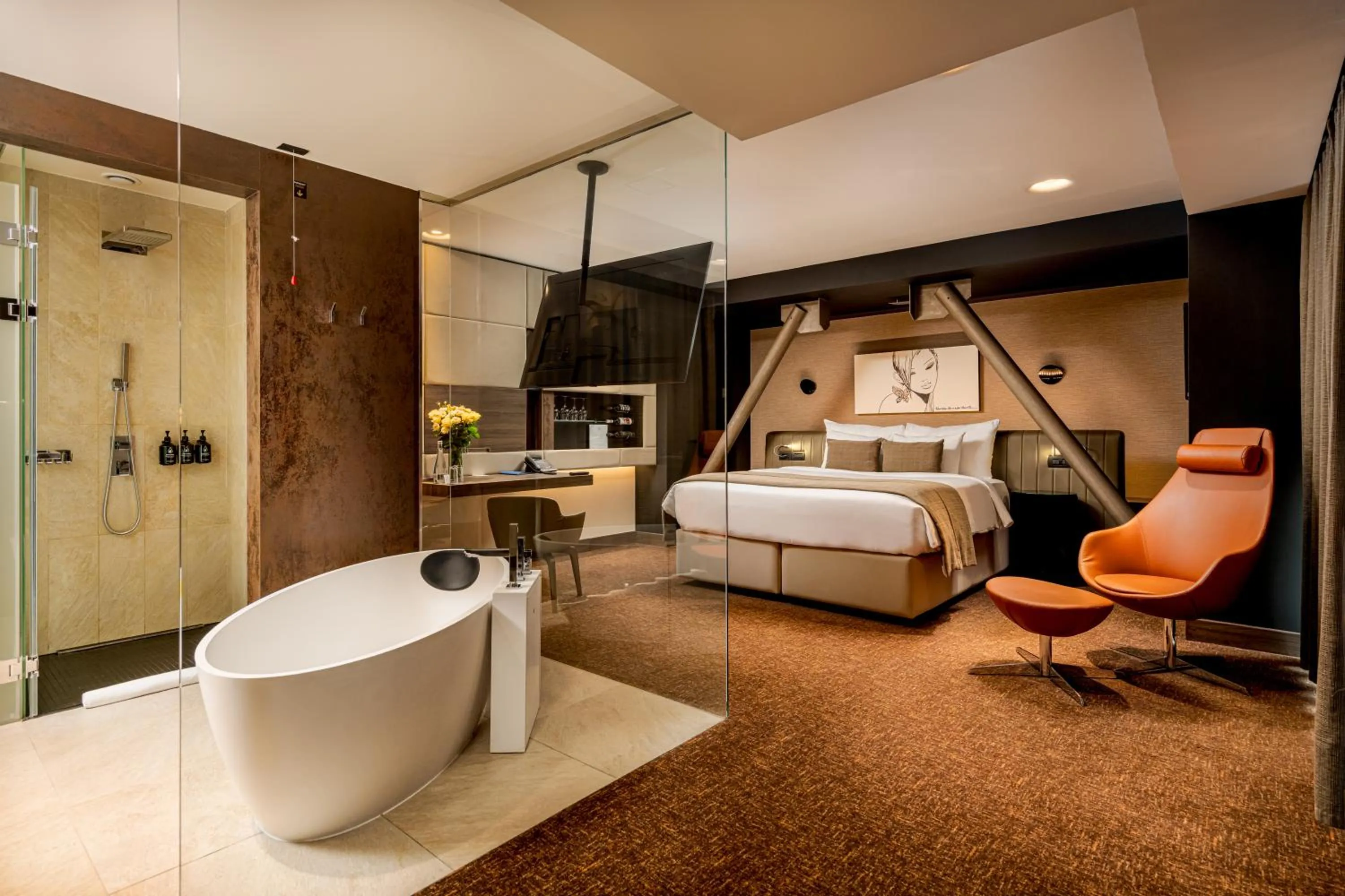 Bathroom, Bed in Kronwell Brasov Hotel