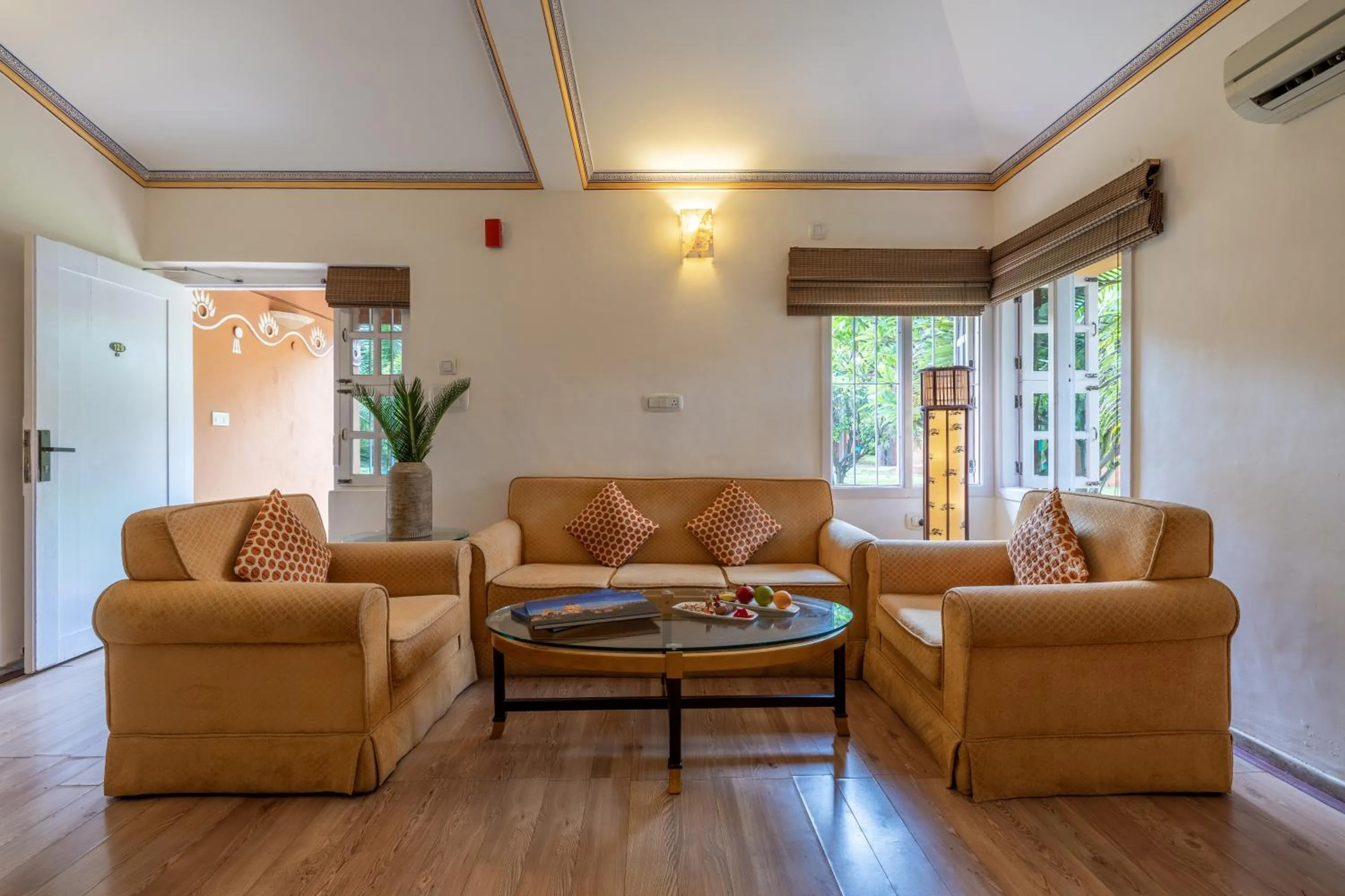 Living room in Vijayshree Resort, Hampi