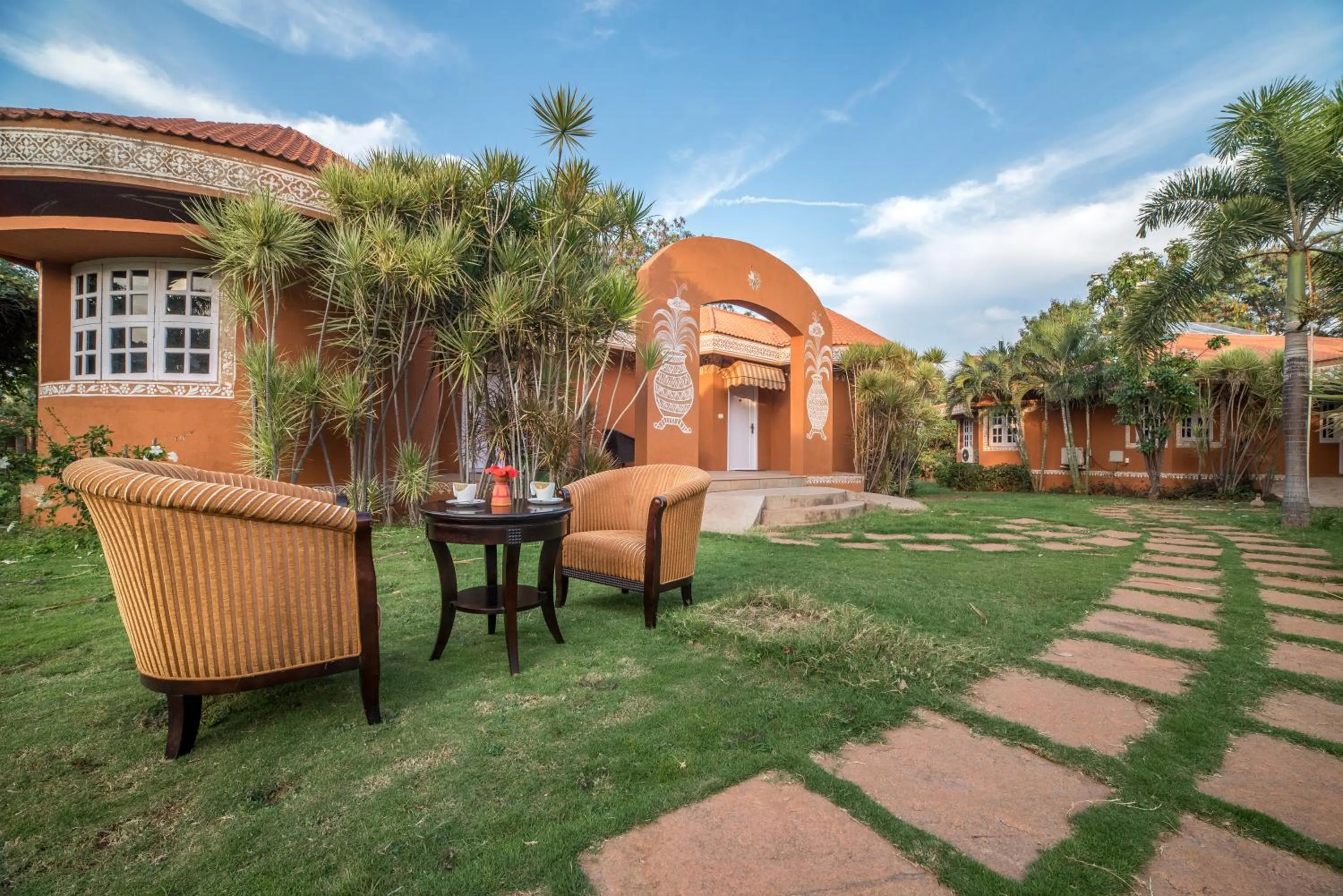 Seating area in Vijayshree Resort, Hampi
