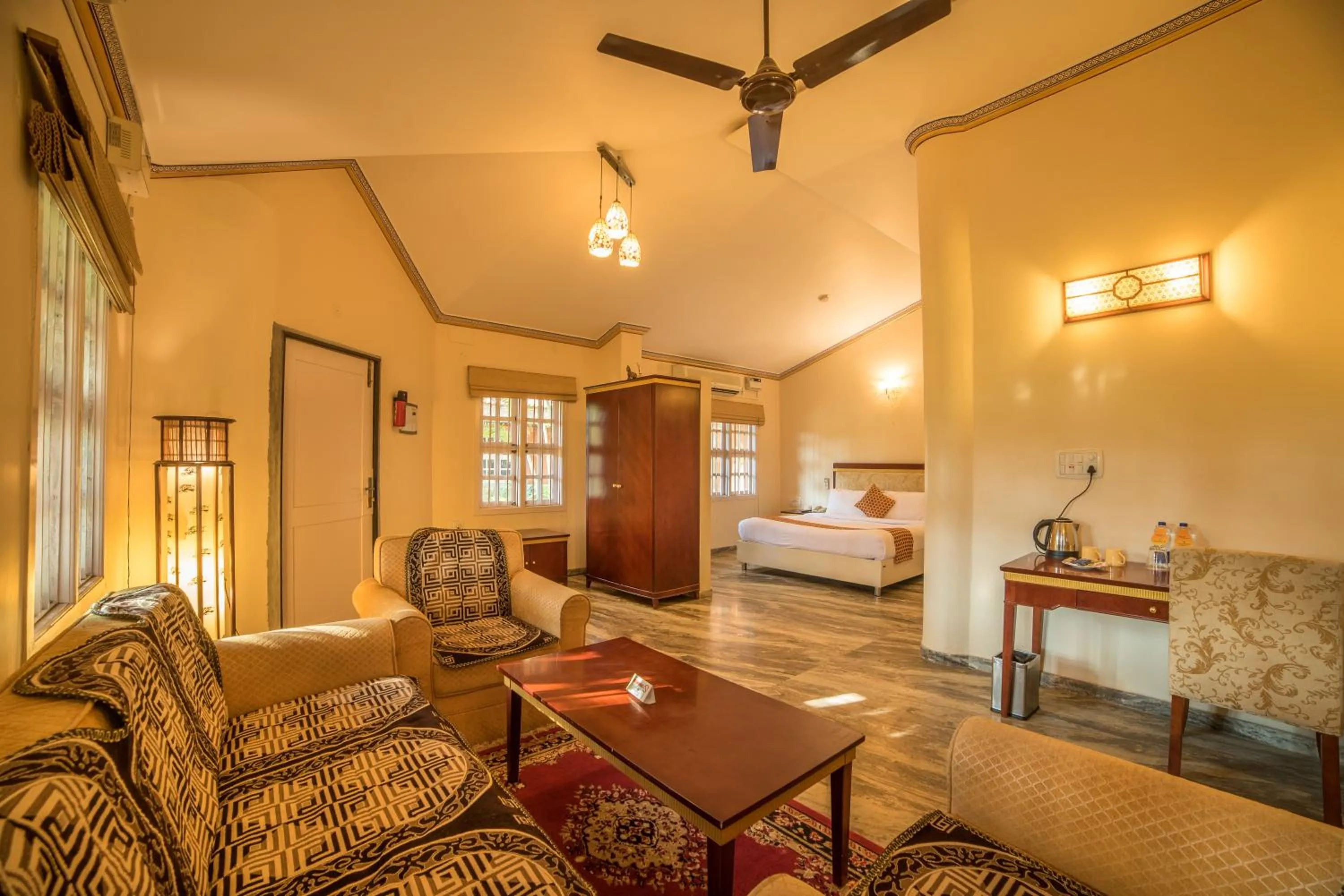 Photo of the whole room, Bed in Vijayshree Resort, Hampi