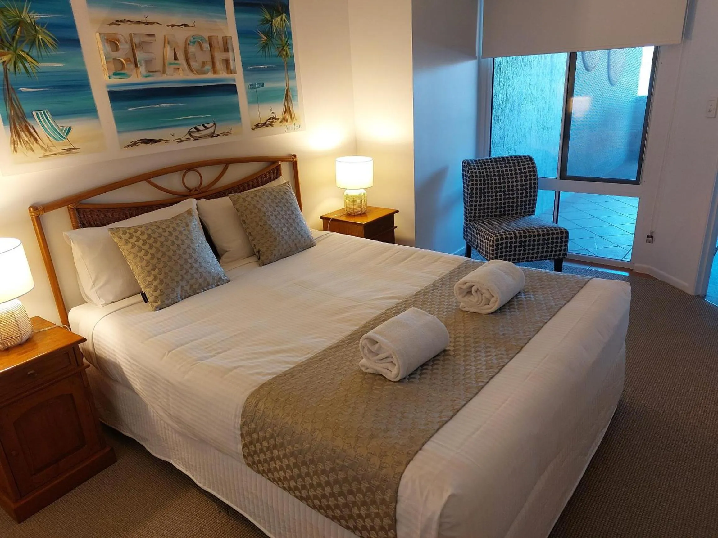 Bedroom, Bed in Sandy Shores Holiday Units