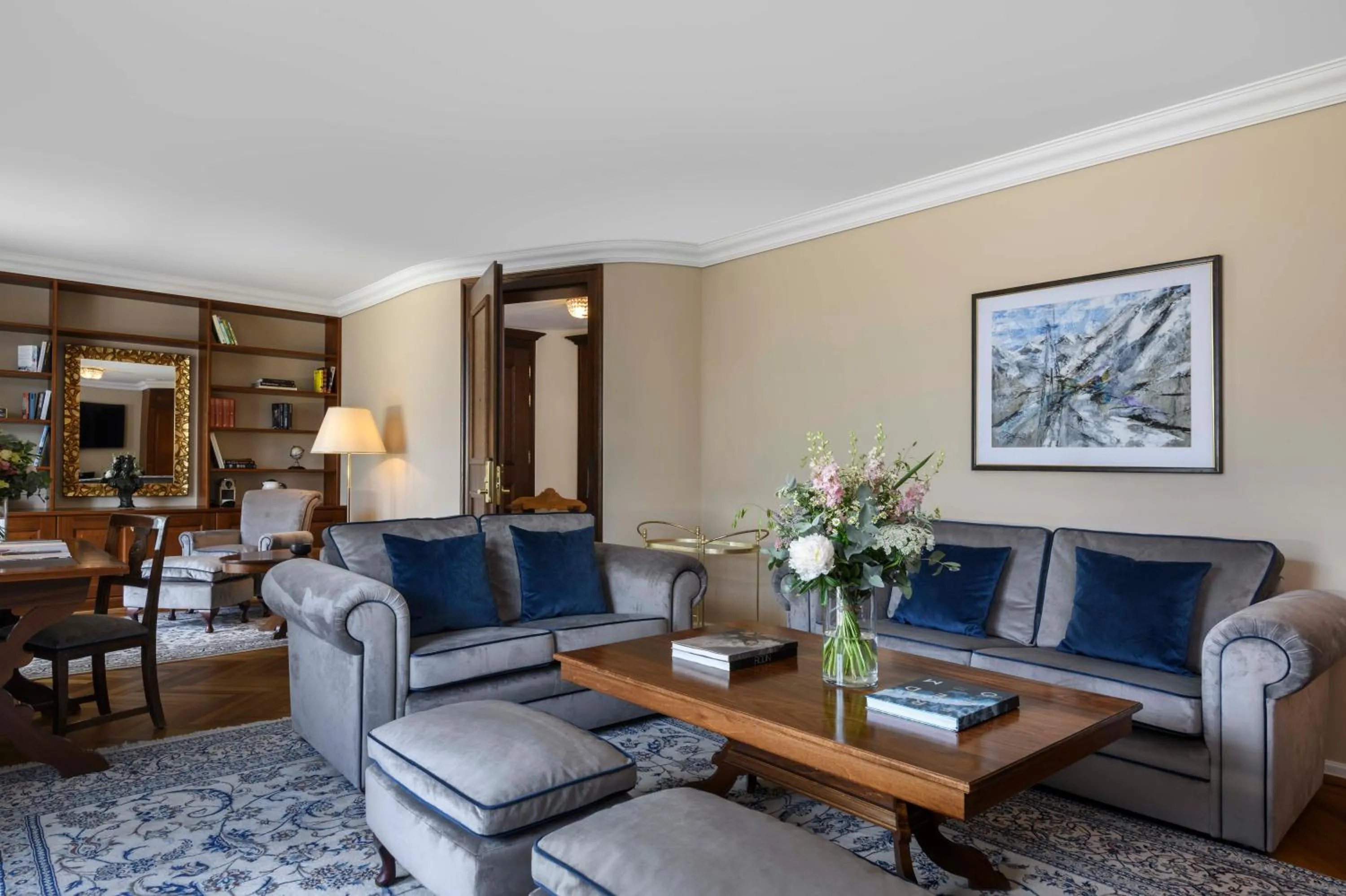 Living room in Badrutt's Palace Hotel St Moritz