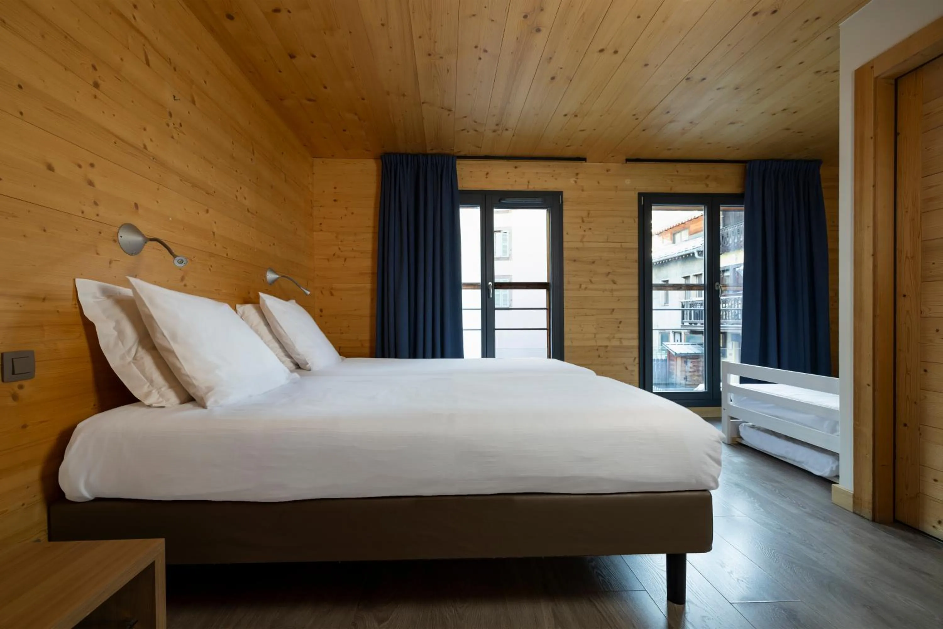 Balcony/Terrace, Bed in Hôtel de L'Arve by HappyCulture