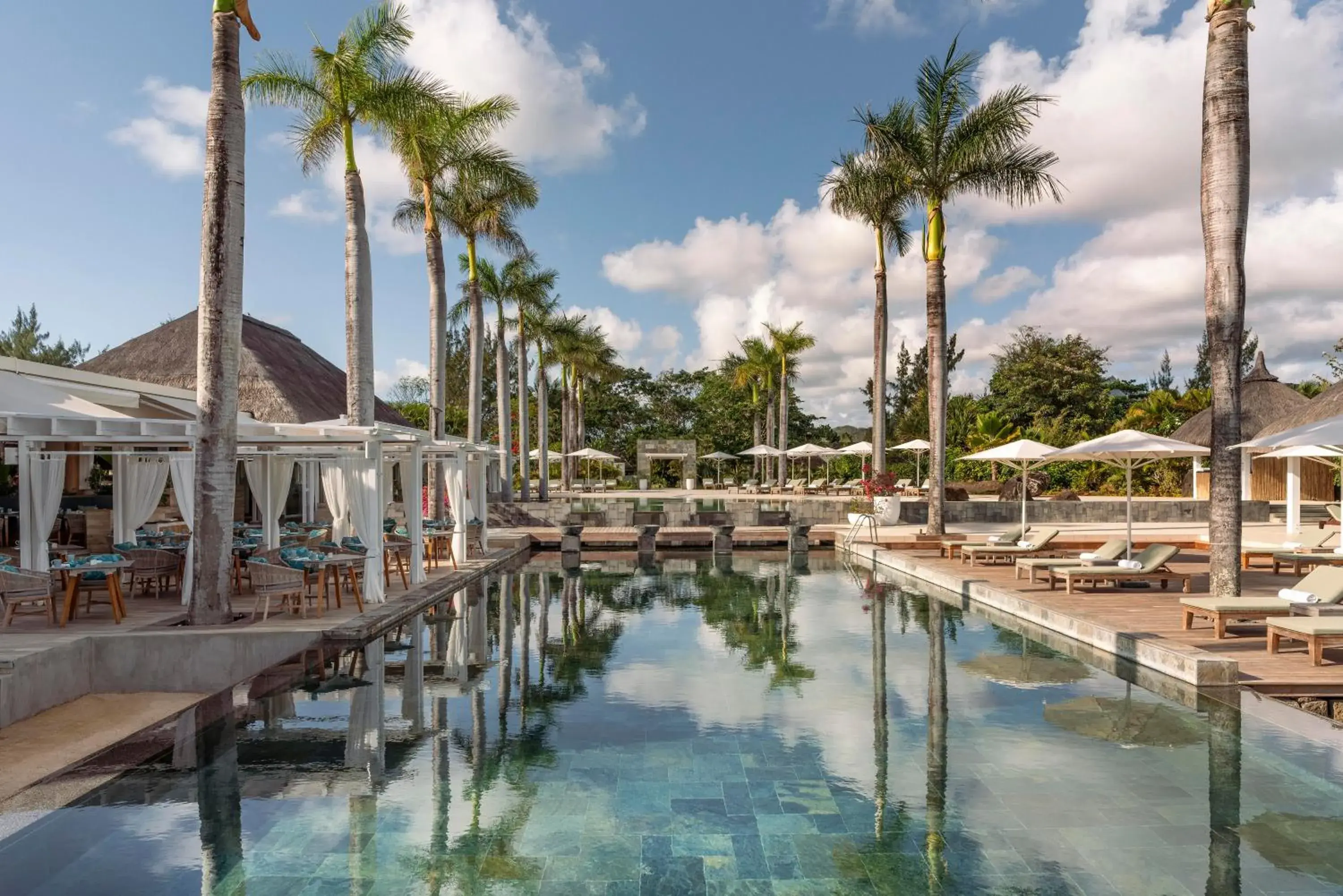 Pool view in Four Seasons Resort Mauritius at Anahita Pool view in Four Seasons Resort Mauritius at Anahita