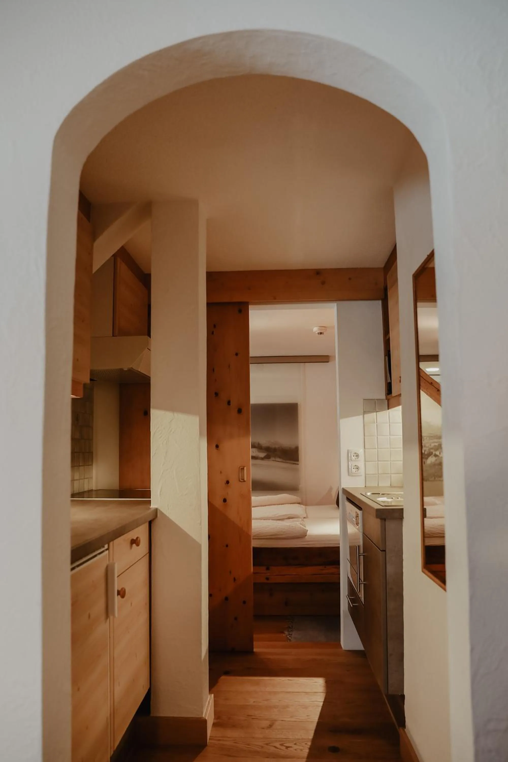Kitchen or kitchenette, Bed in Landhaus Alpengruss