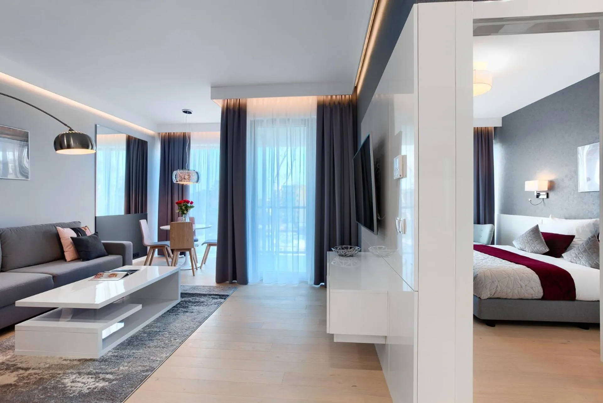 Living room, Bed in Dune Resort Mielno - C