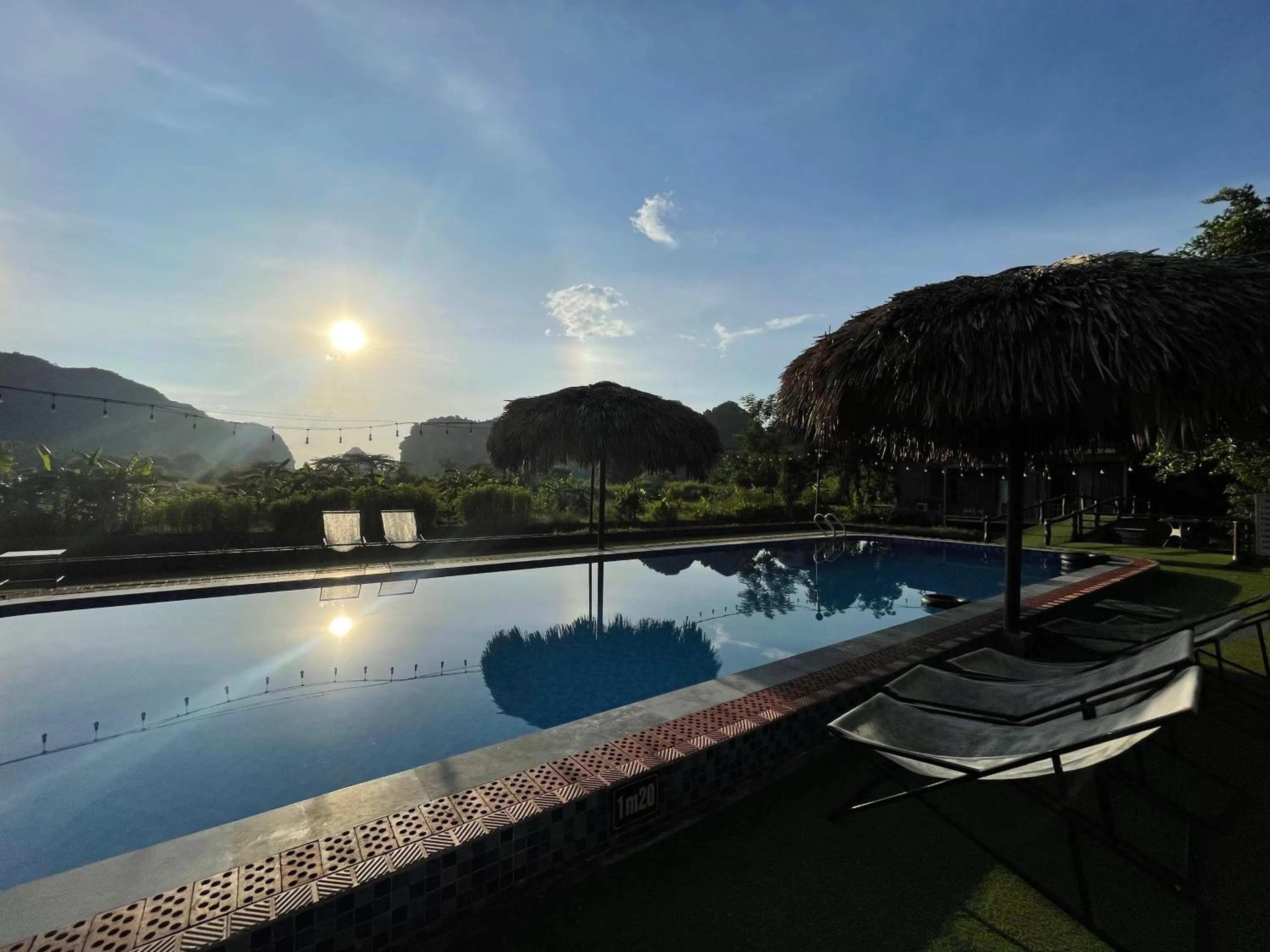 Pool view in Trang An Lotus Lake Homestay