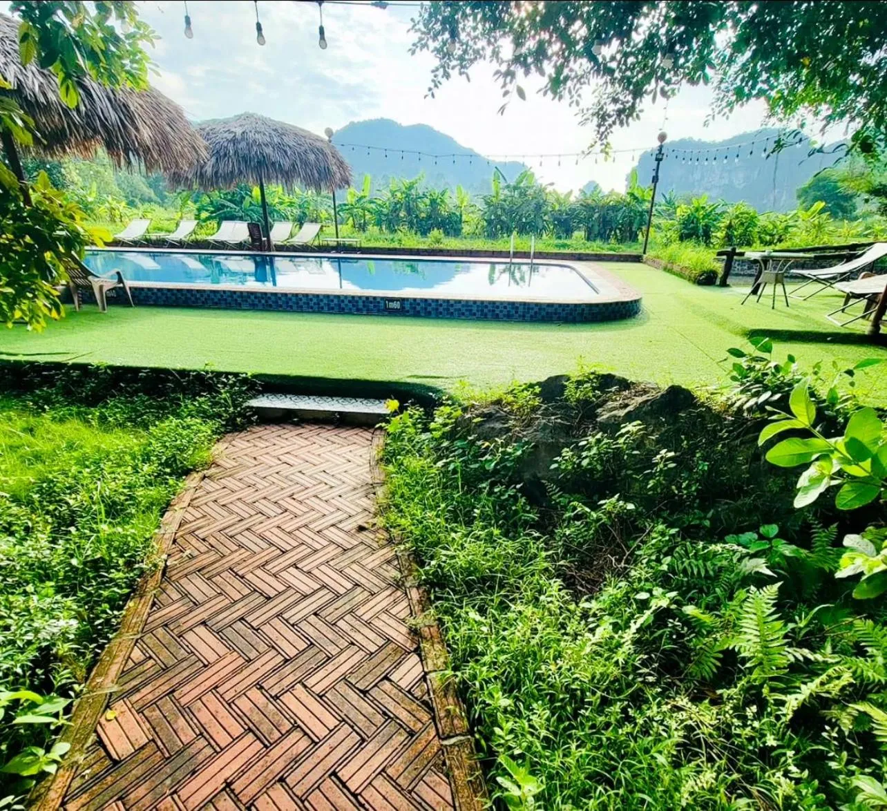 Pool view in Trang An Lotus Lake Homestay